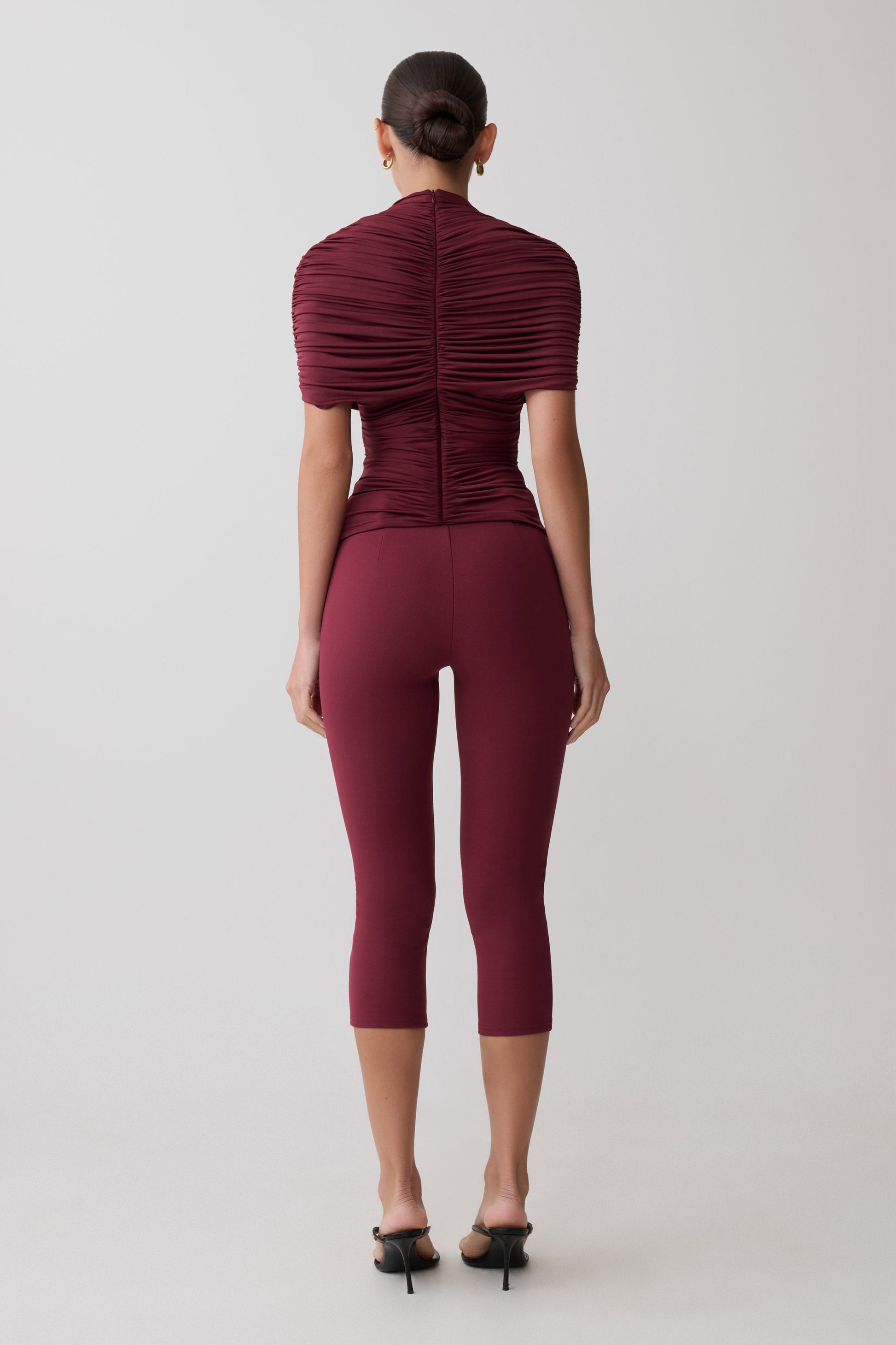 Blanca Stretch Crepe Capri Pants - Mahogany #3