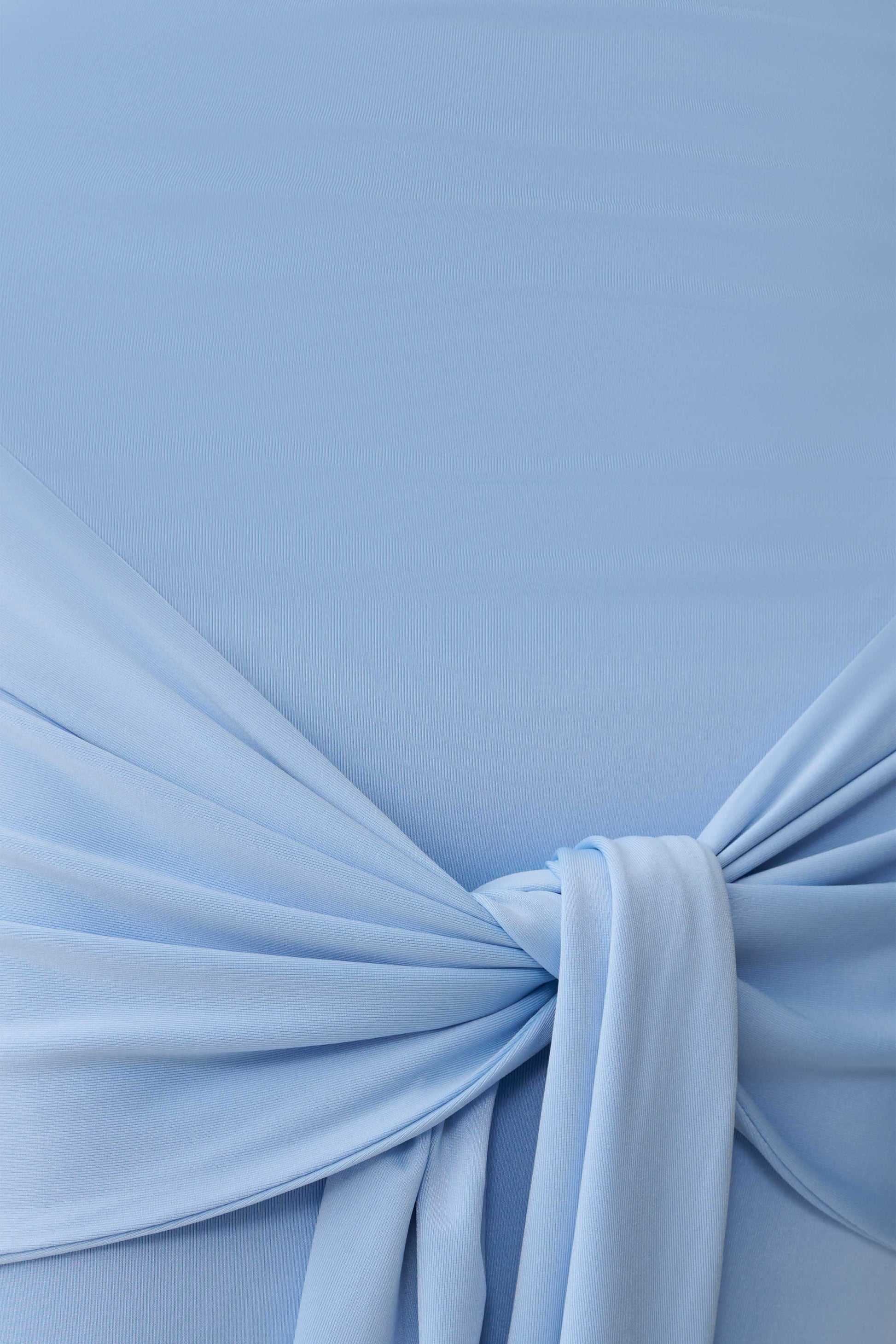 Maiara Shortsleeve Slinky Tie Maxi Dress - Sea Blue #3