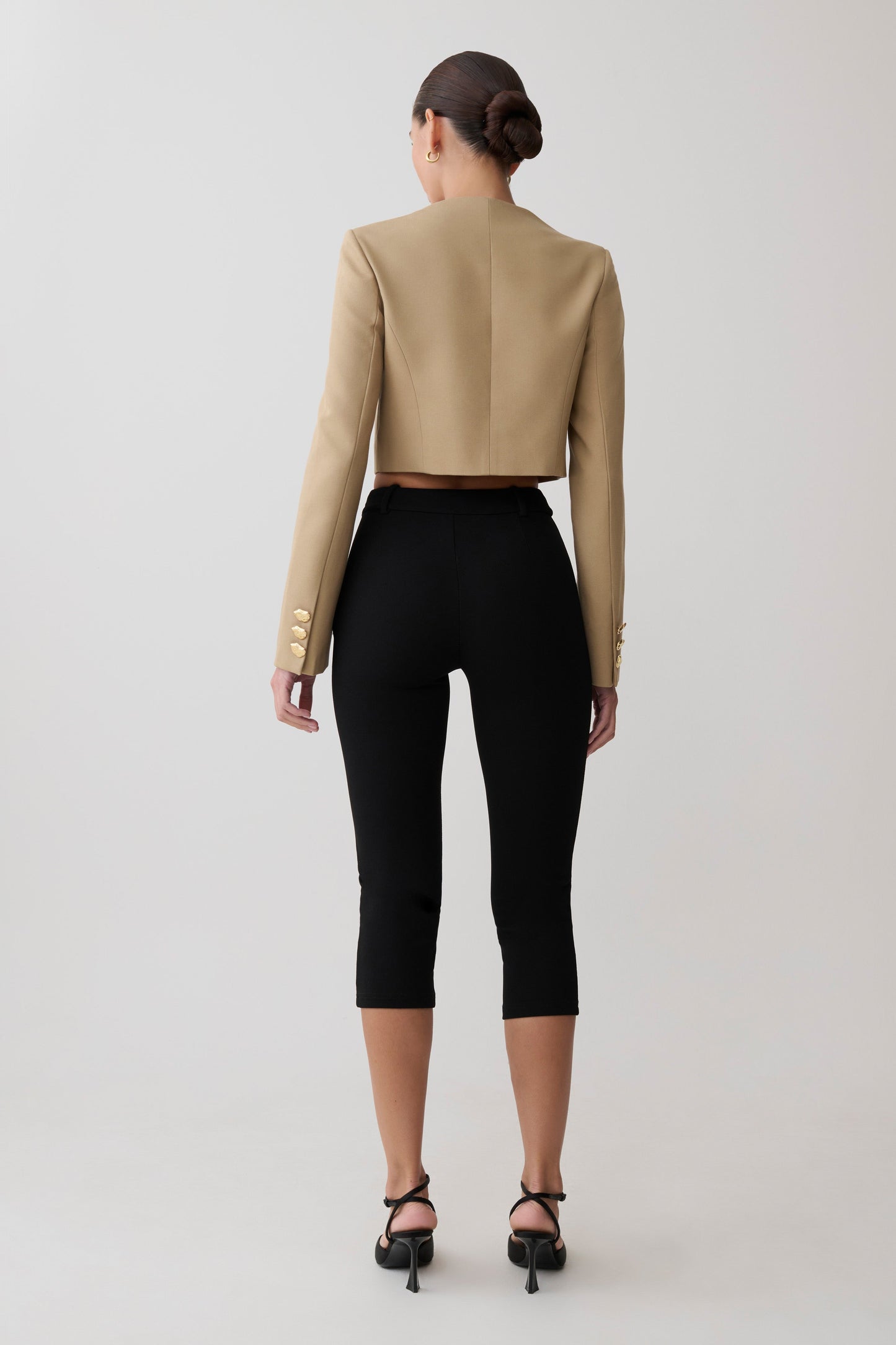Marielle Button Up Cropped Jacket - Taupe