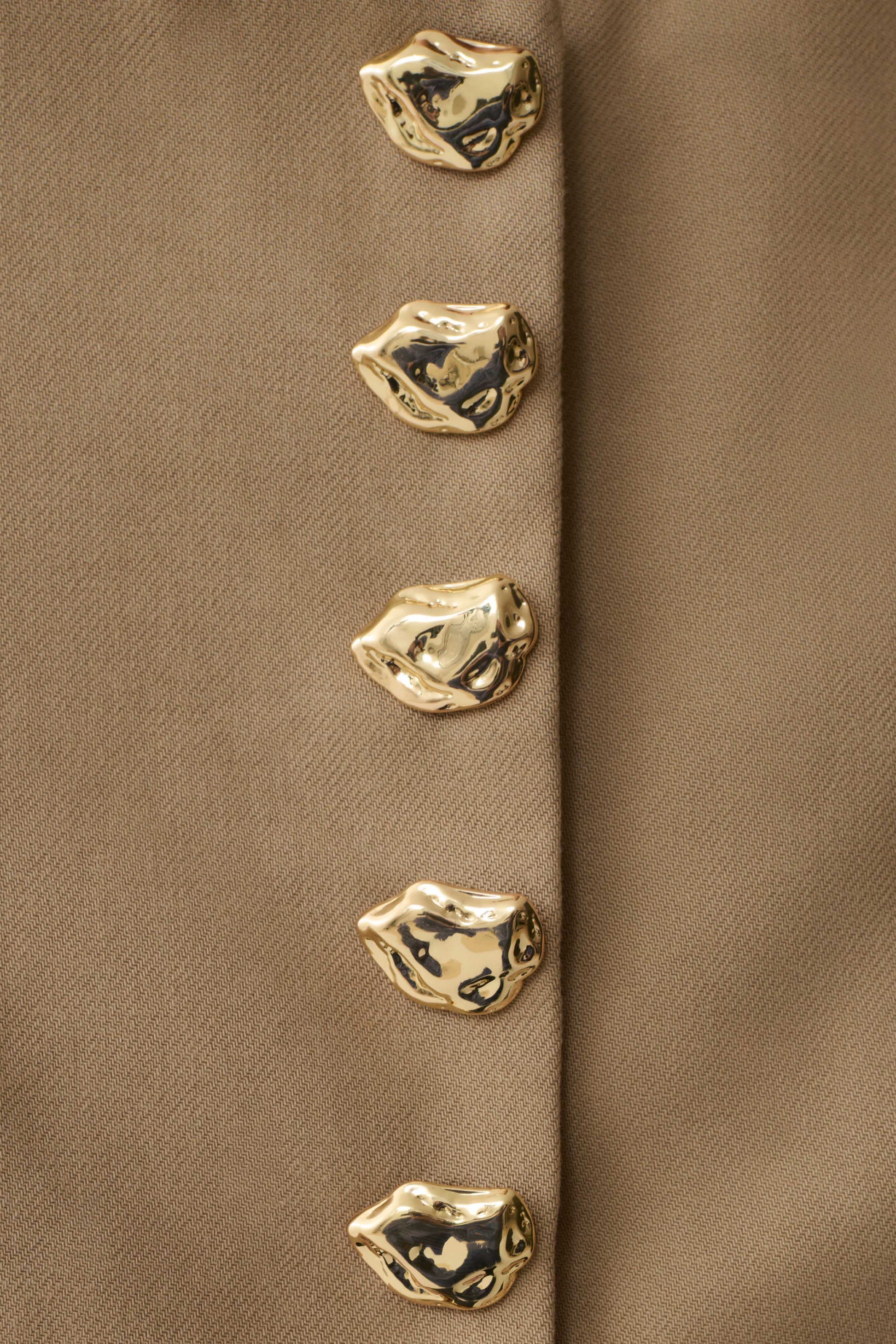 Marielle Button Up Cropped Jacket - Taupe #6