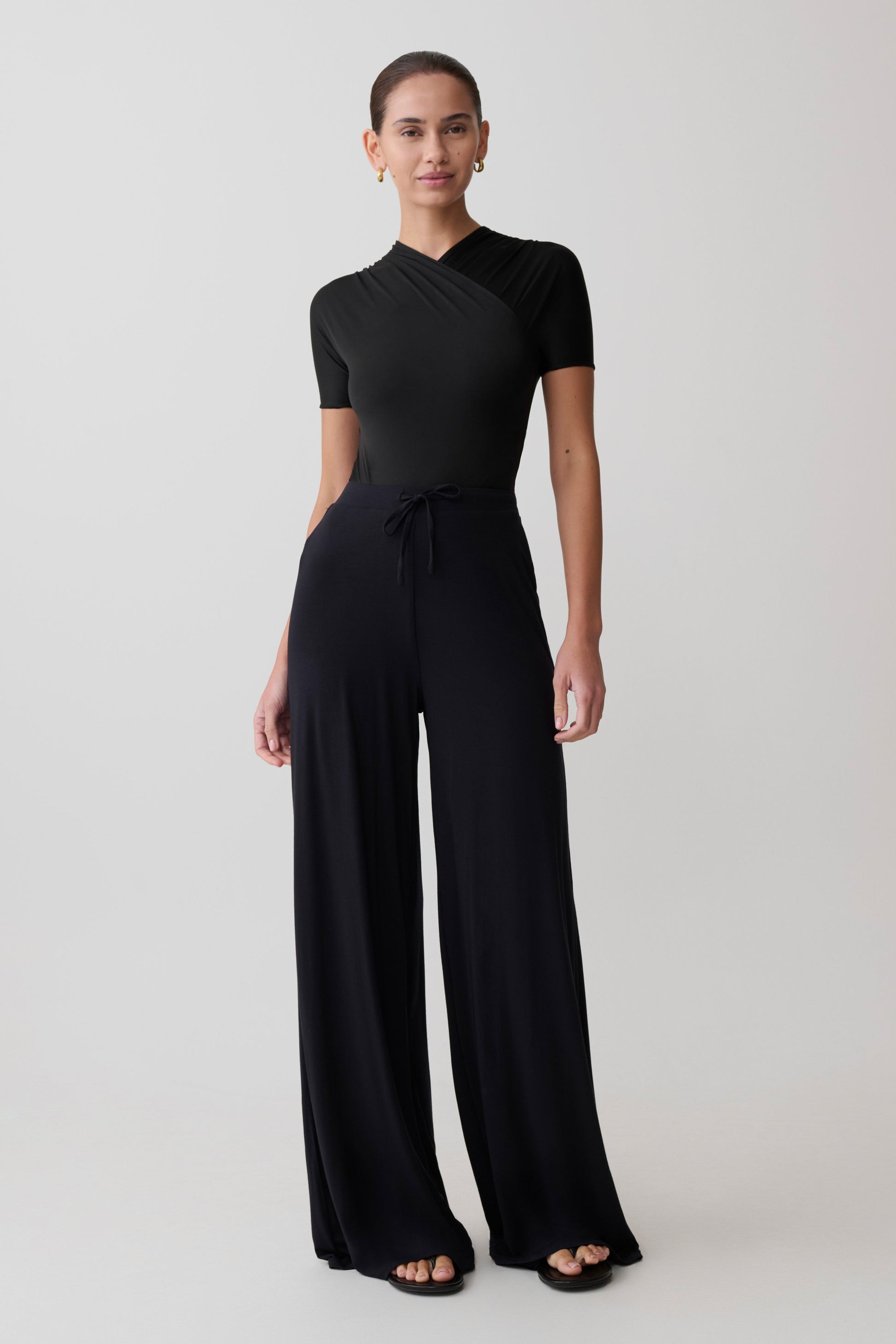 Junie Shortsleeve Cross-Over Bodysuit - Black #6