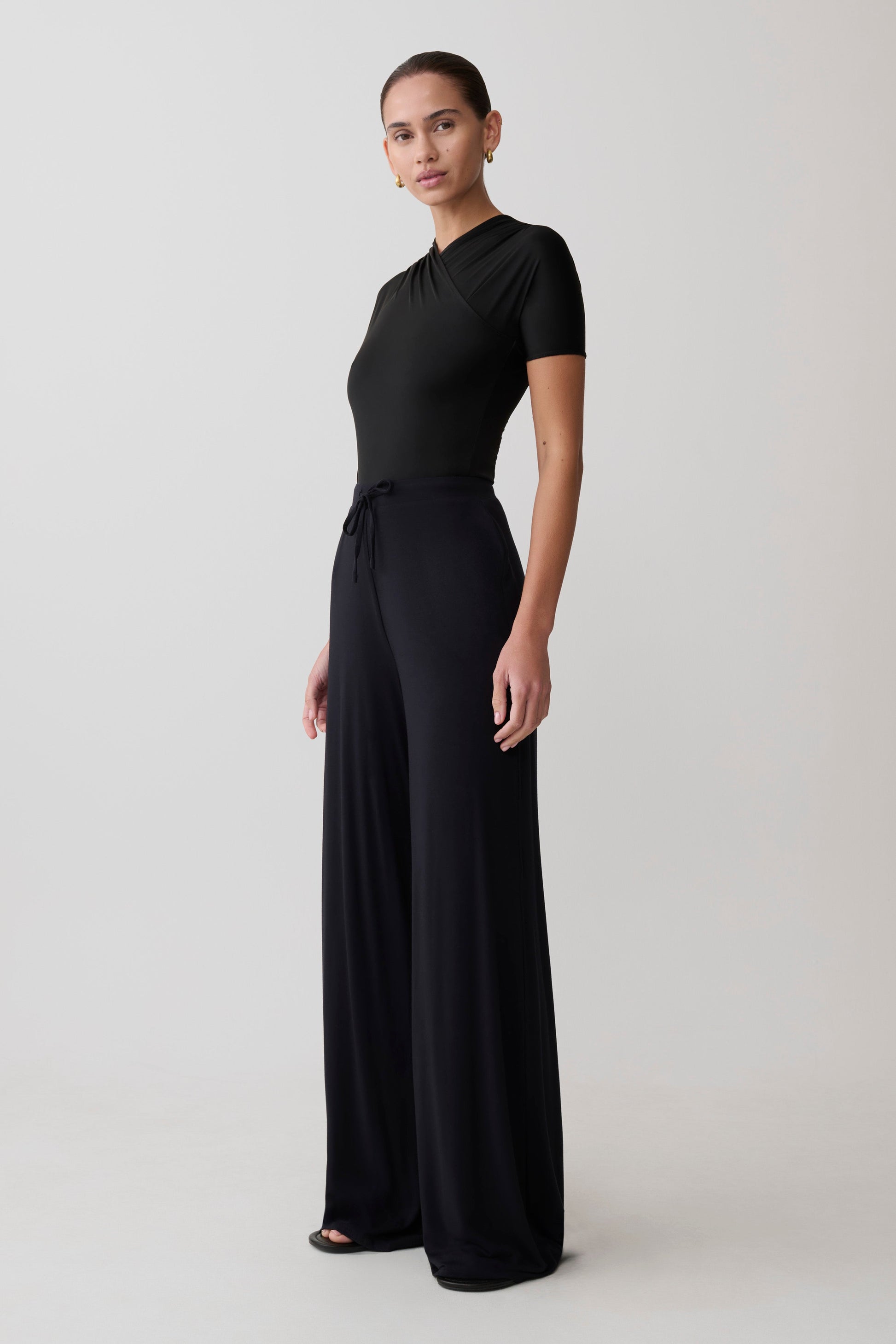 Dewi Wide Leg Modal Pants - Black #4