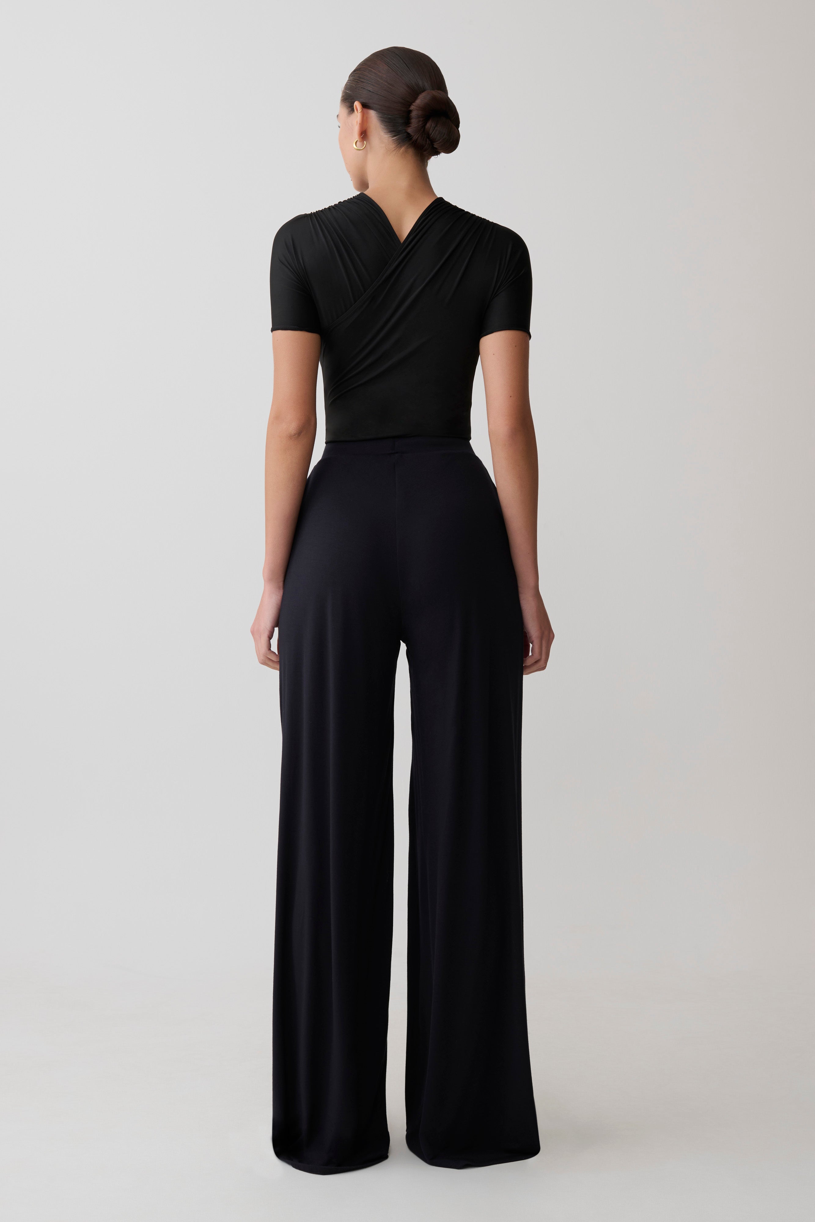 Dewi Wide Leg Modal Pants - Black | MESHKI US