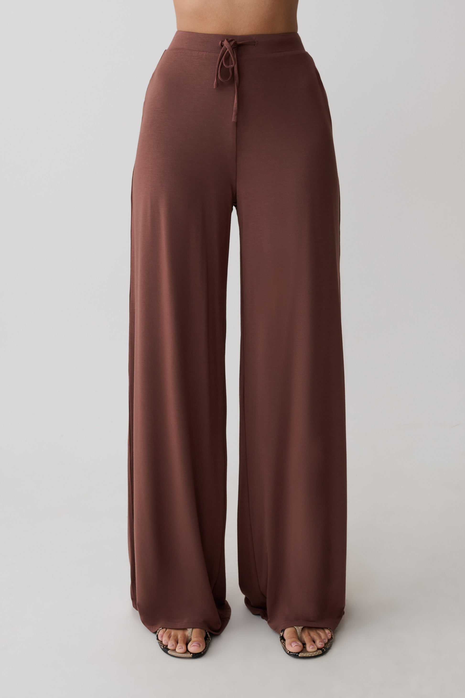Dewi Wide Leg Modal Pants - Chocolate #5