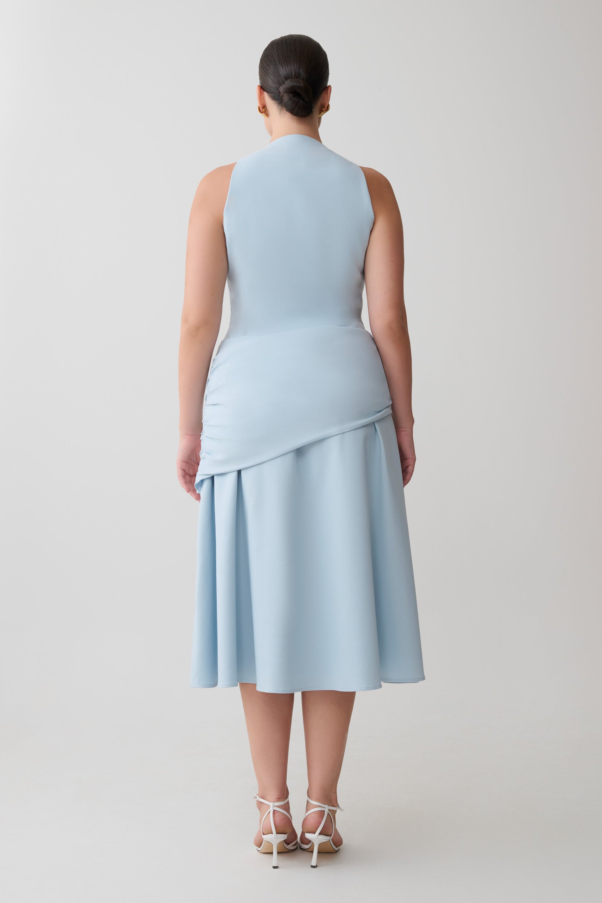 Emily Wrapped Waist Midi Dress - Sky Blue | MESHKI US Emily Wrapped Waist Midi Dress - Sky Blue | MESHKI US