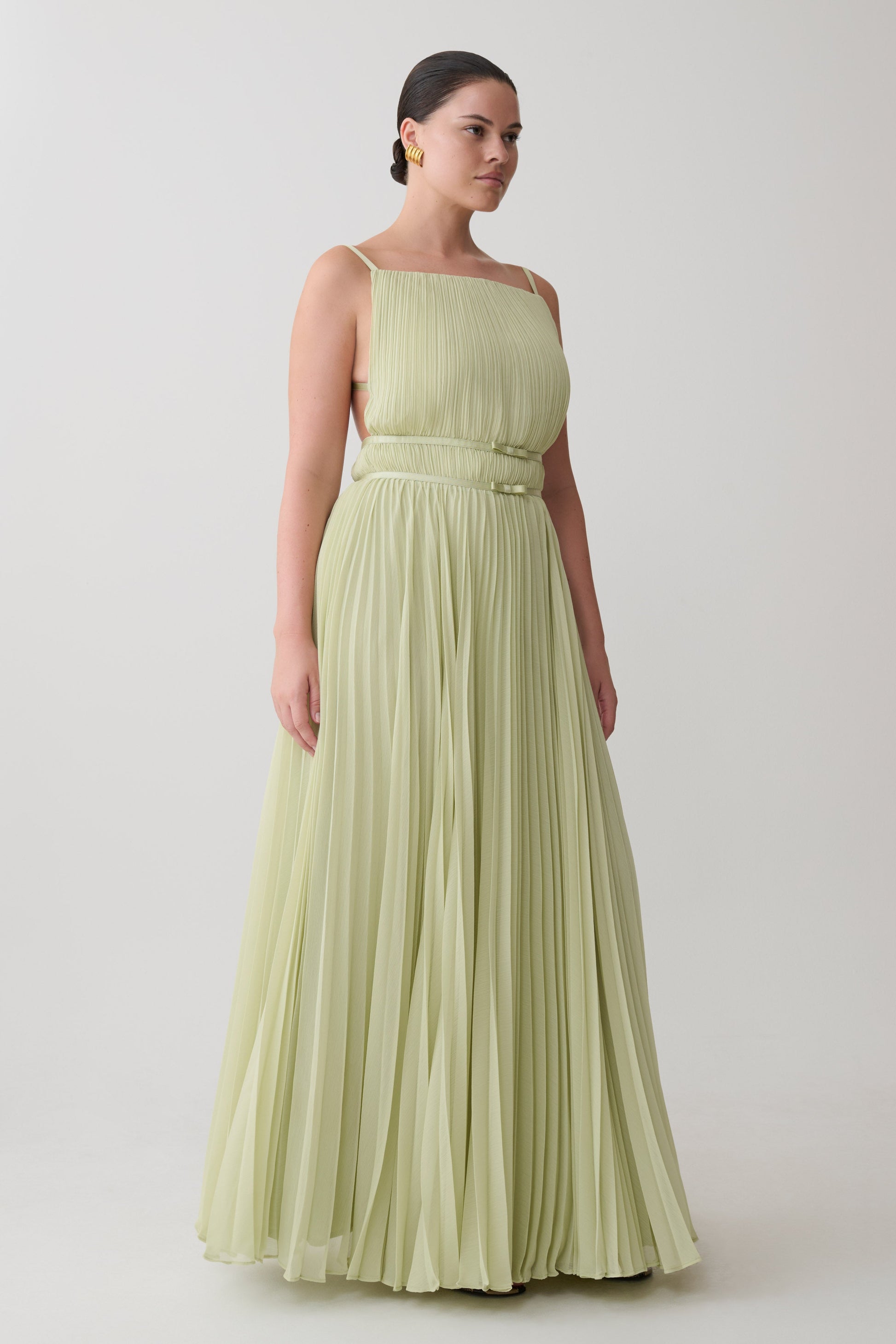 Clarisse Pleated Maxi Dress - Sage #6