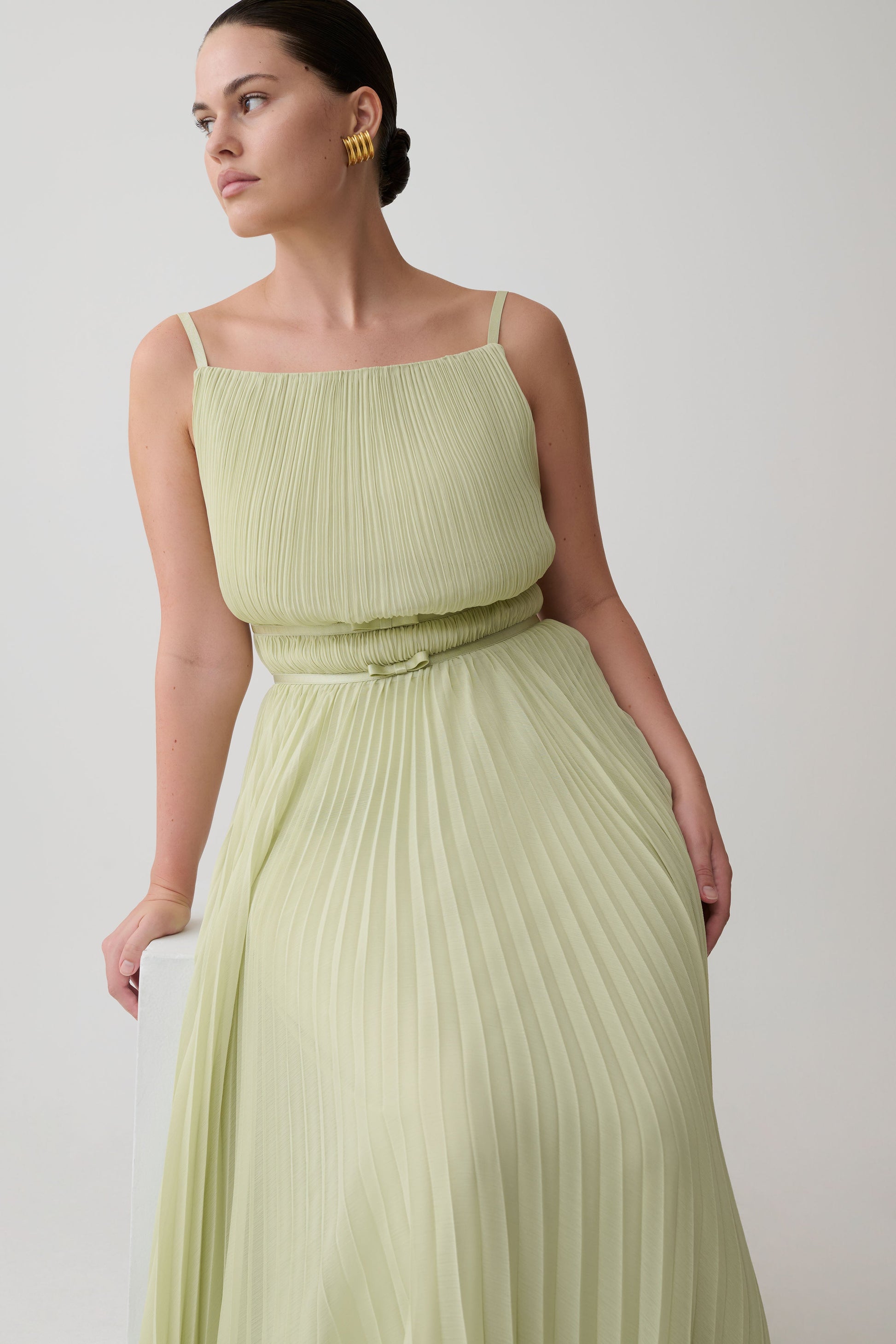 Clarisse Pleated Maxi Dress - Sage #4