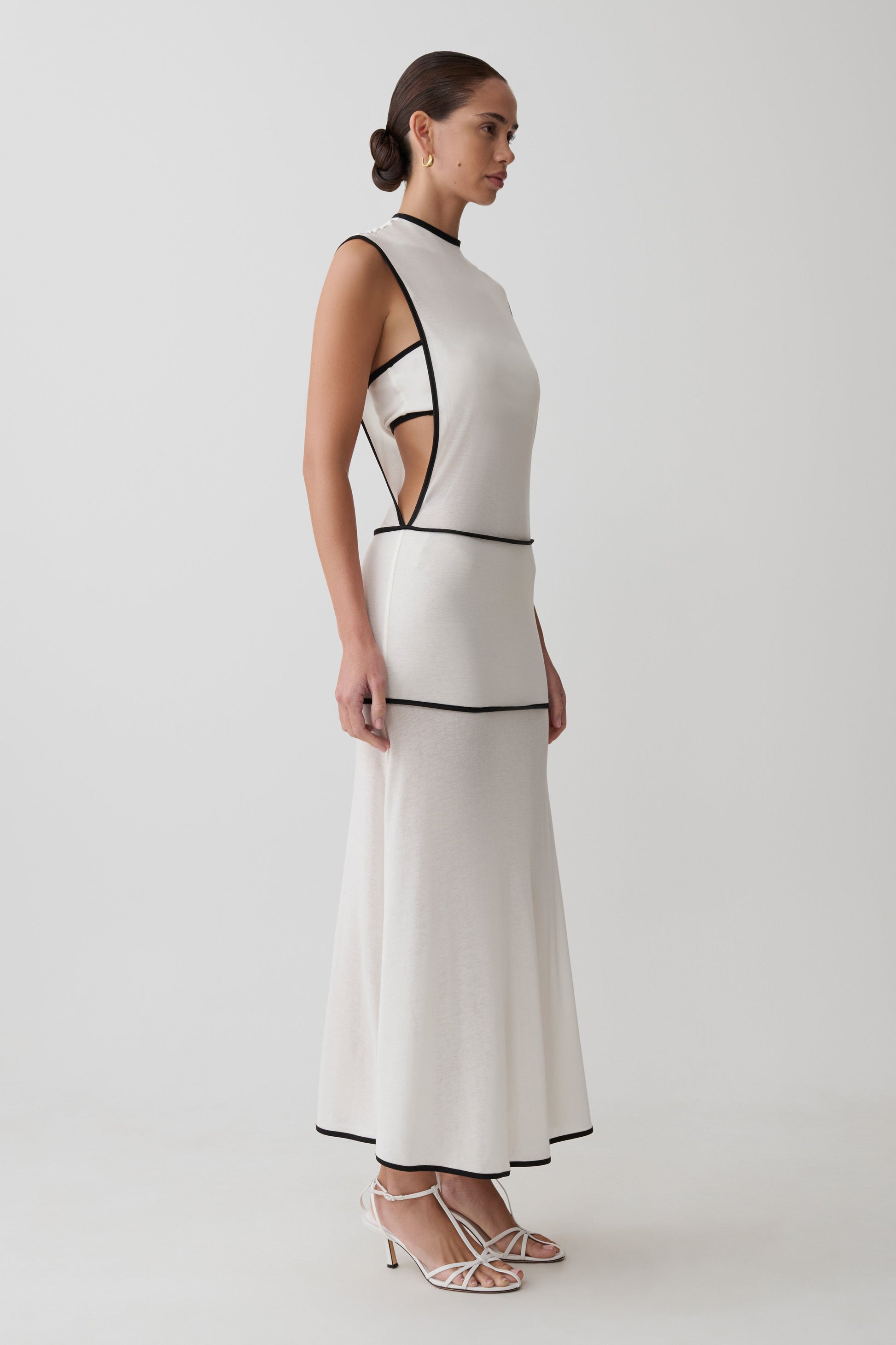 Aris Sleeveless Sheer Maxi Dress / Black/White | MESHKI