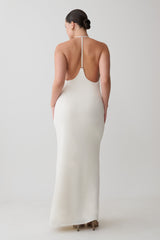 Hana Slinky Plunge Maxi Dress - Ivory