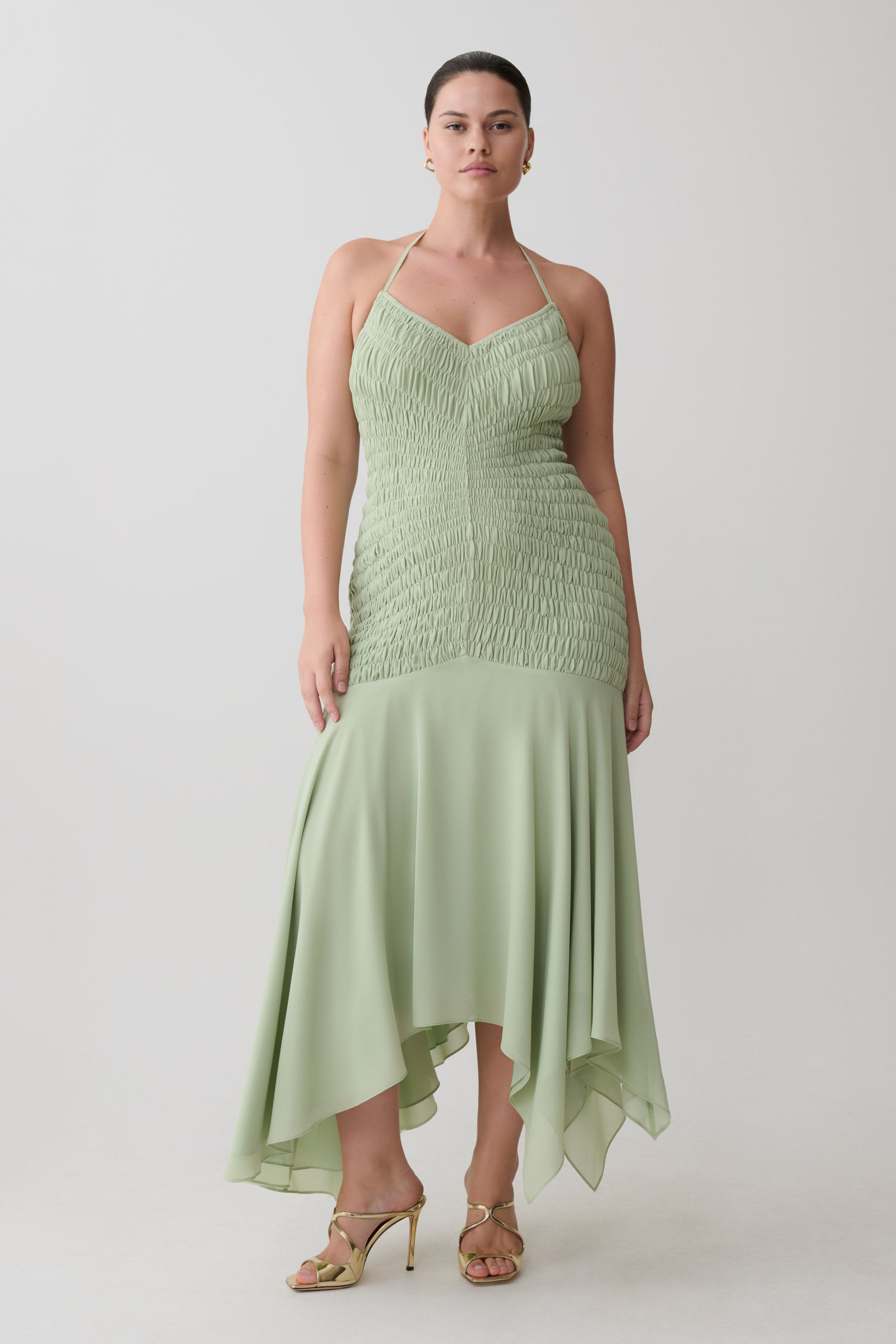 Evelyn Shirred Chiffon Maxi Dress - Sage #8