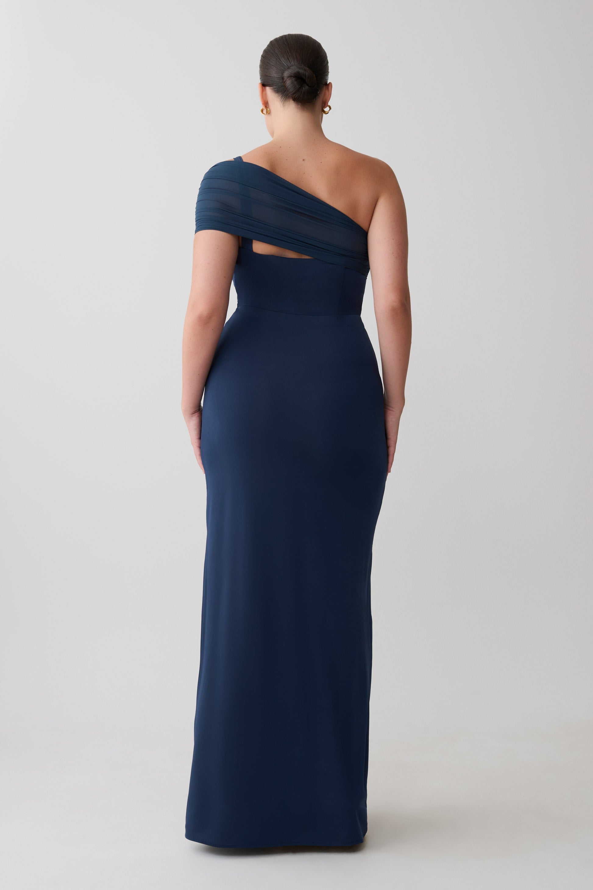 Hanh One Shoulder Mesh Maxi Dress / Ink Blue | MESHKI