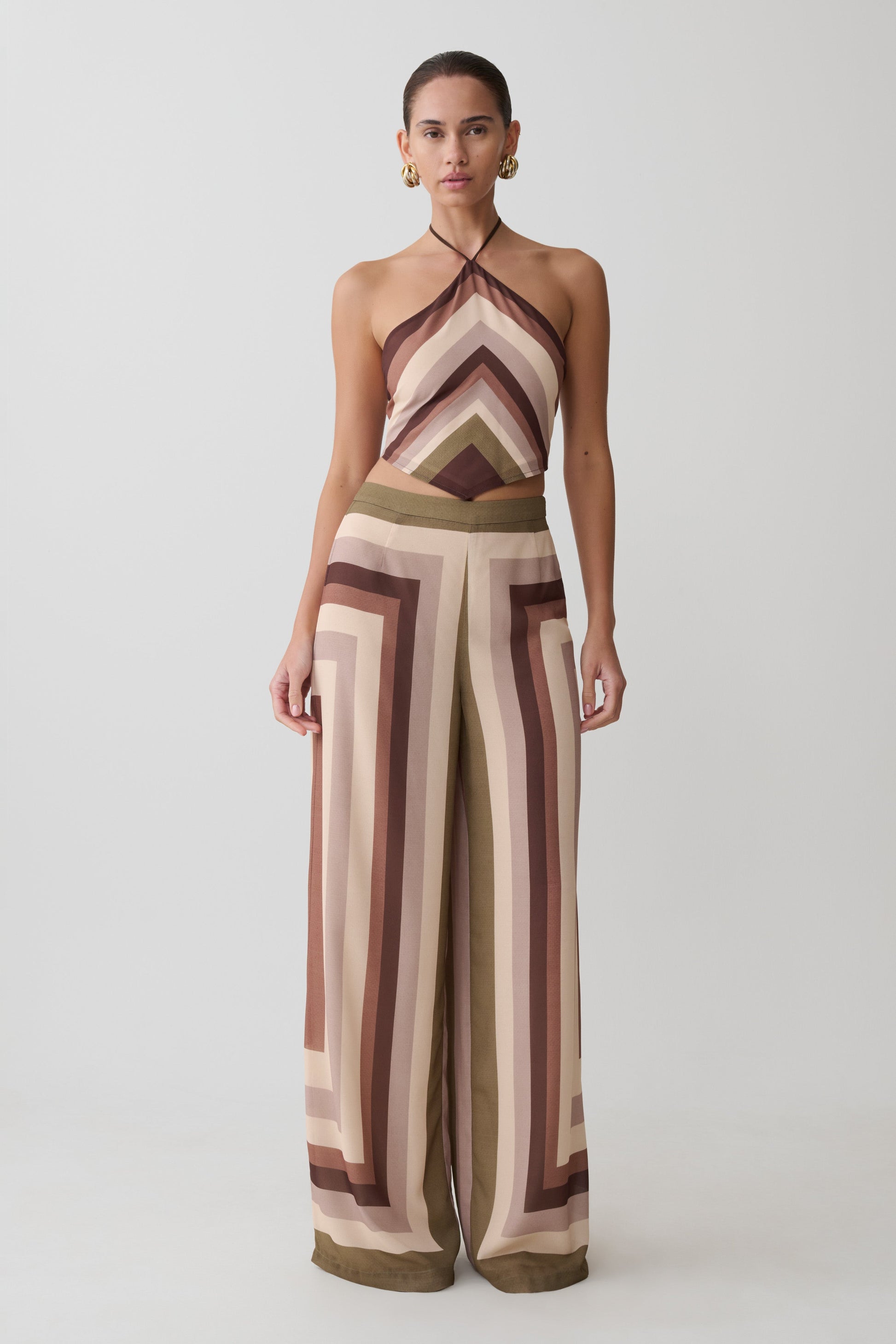 Rachel Chiffon Straight Leg Pants / Multi Stripe | MESHKI