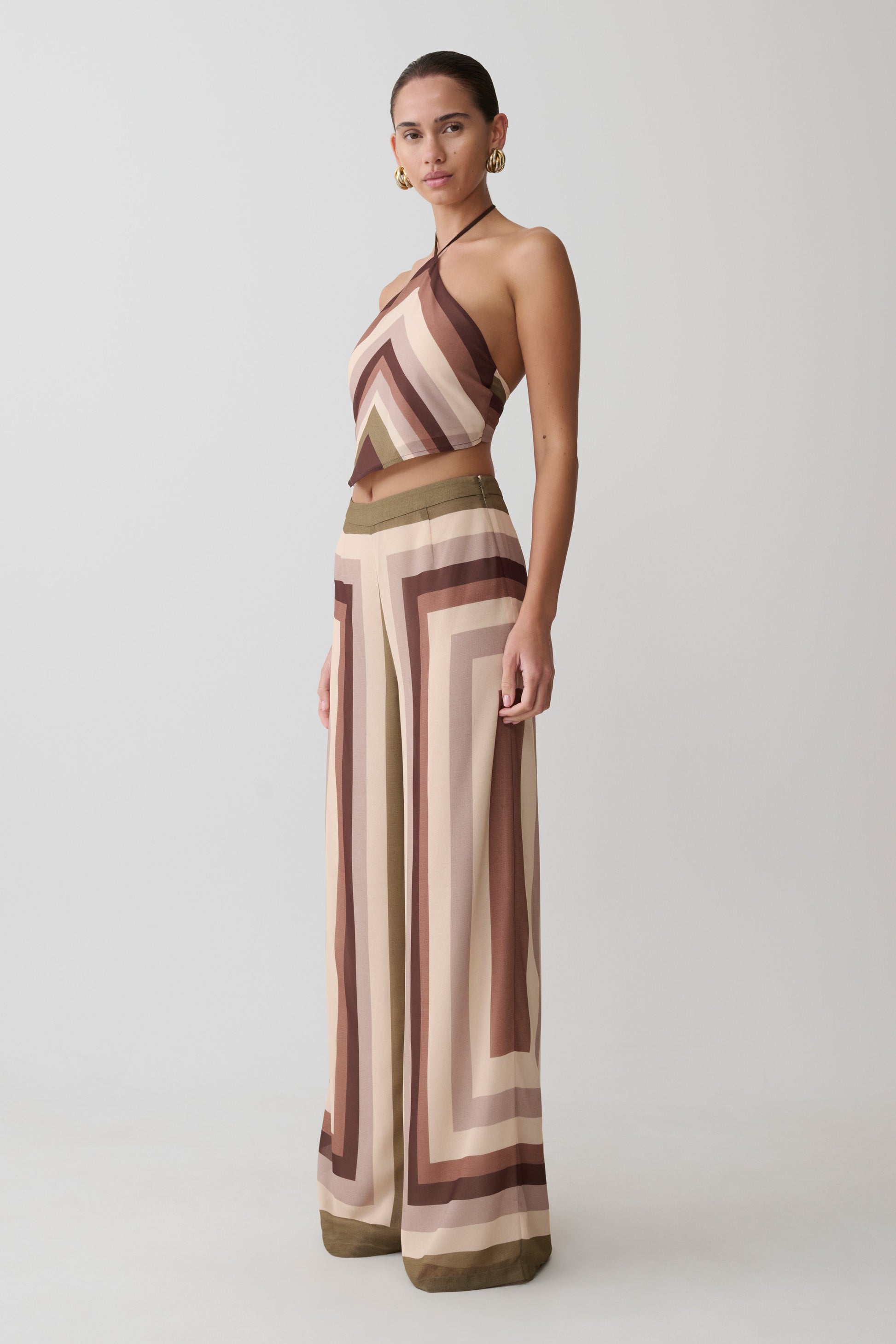 Rachel Chiffon Straight Leg Pants / Multi Stripe | MESHKI