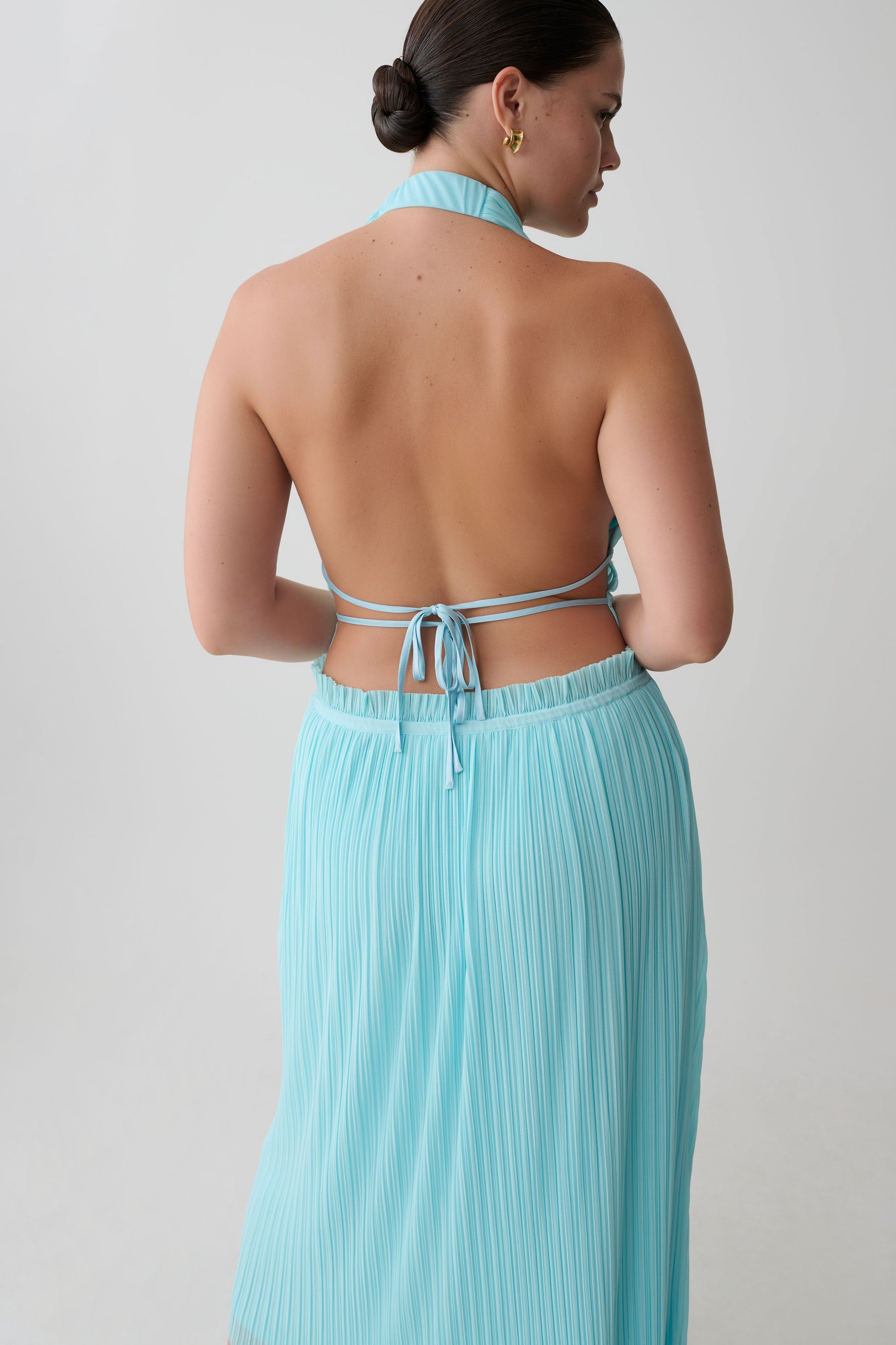 Thien Cowl Halter Midi Dress - Blue | MESHKI US Thien Cowl Halter Midi Dress - Blue | MESHKI US