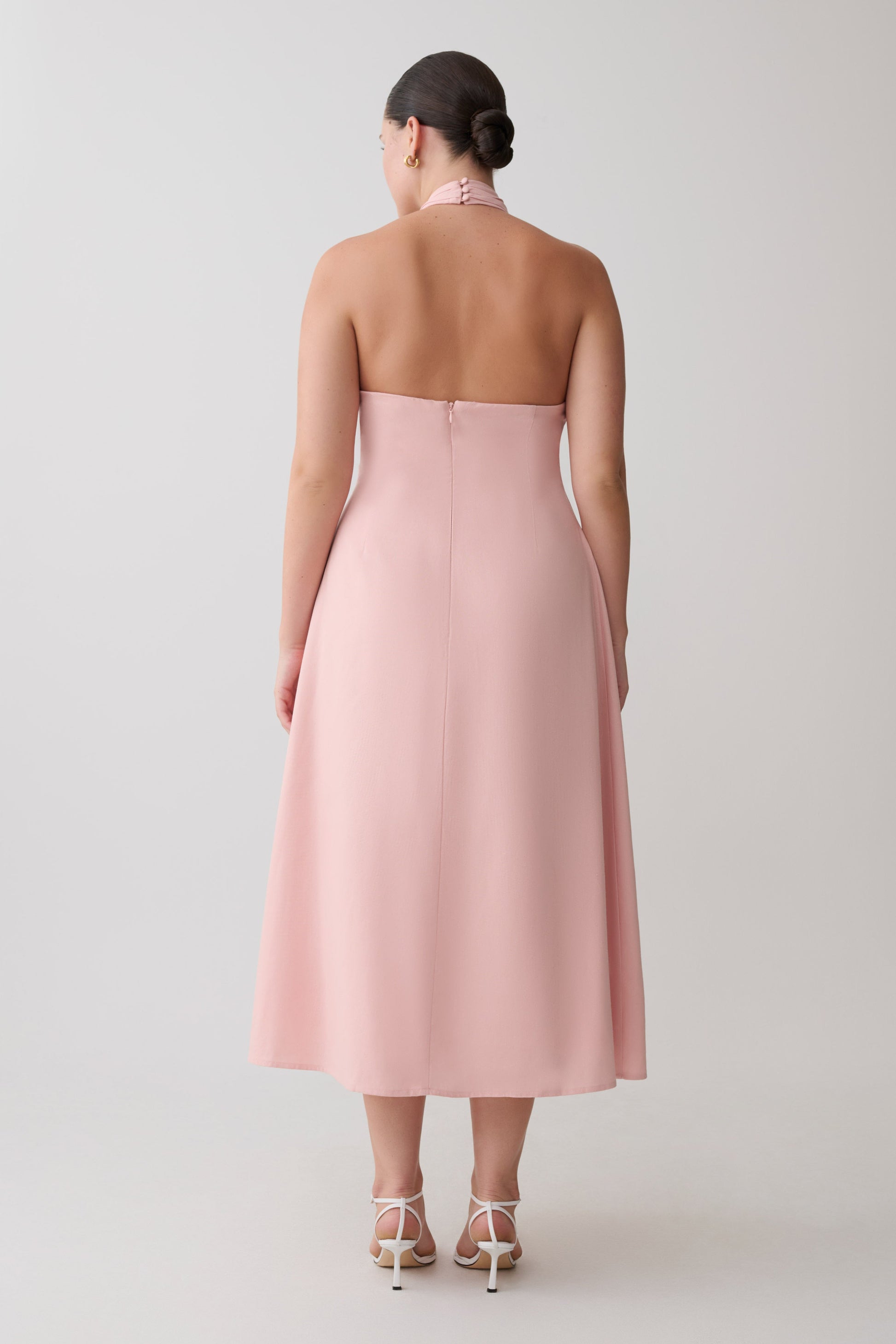 Rosie Linen Halter Midi Dress - Pink | MESHKI US Rosie Linen Halter Midi Dress - Pink | MESHKI US