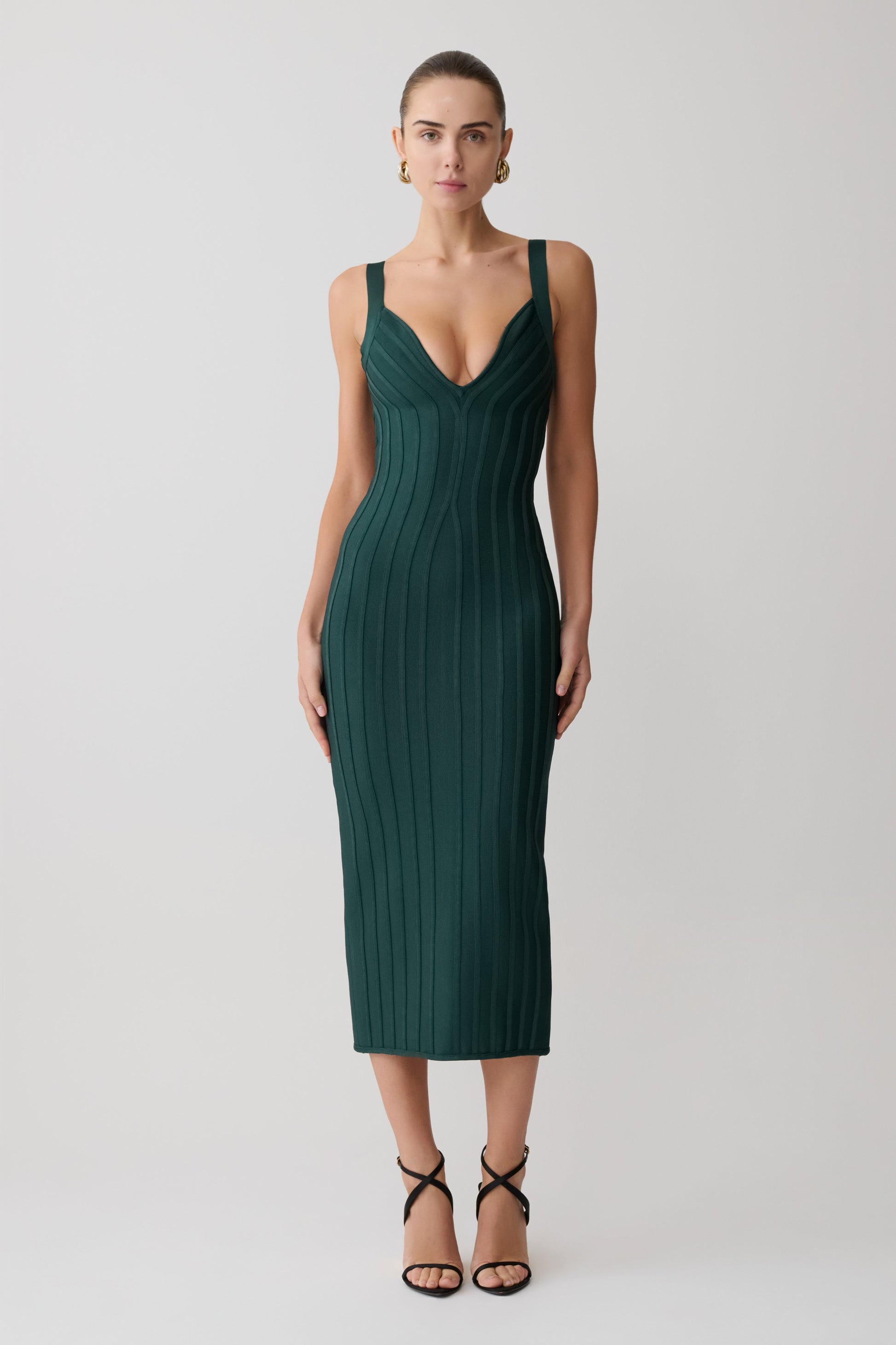 Gia Bandage Knit Midi Dress / Teal | MESHKI