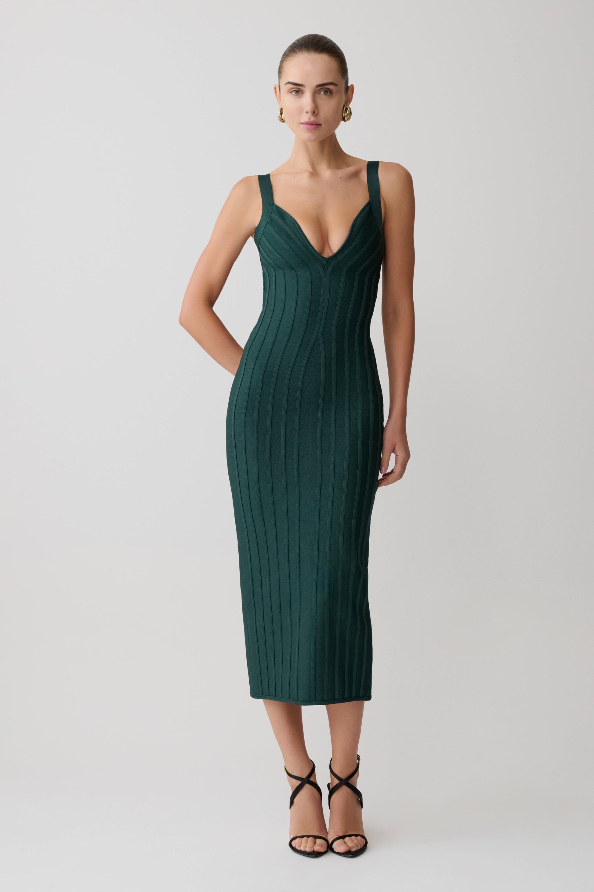 Gia Bandage Knit Midi Dress / Teal | MESHKI
