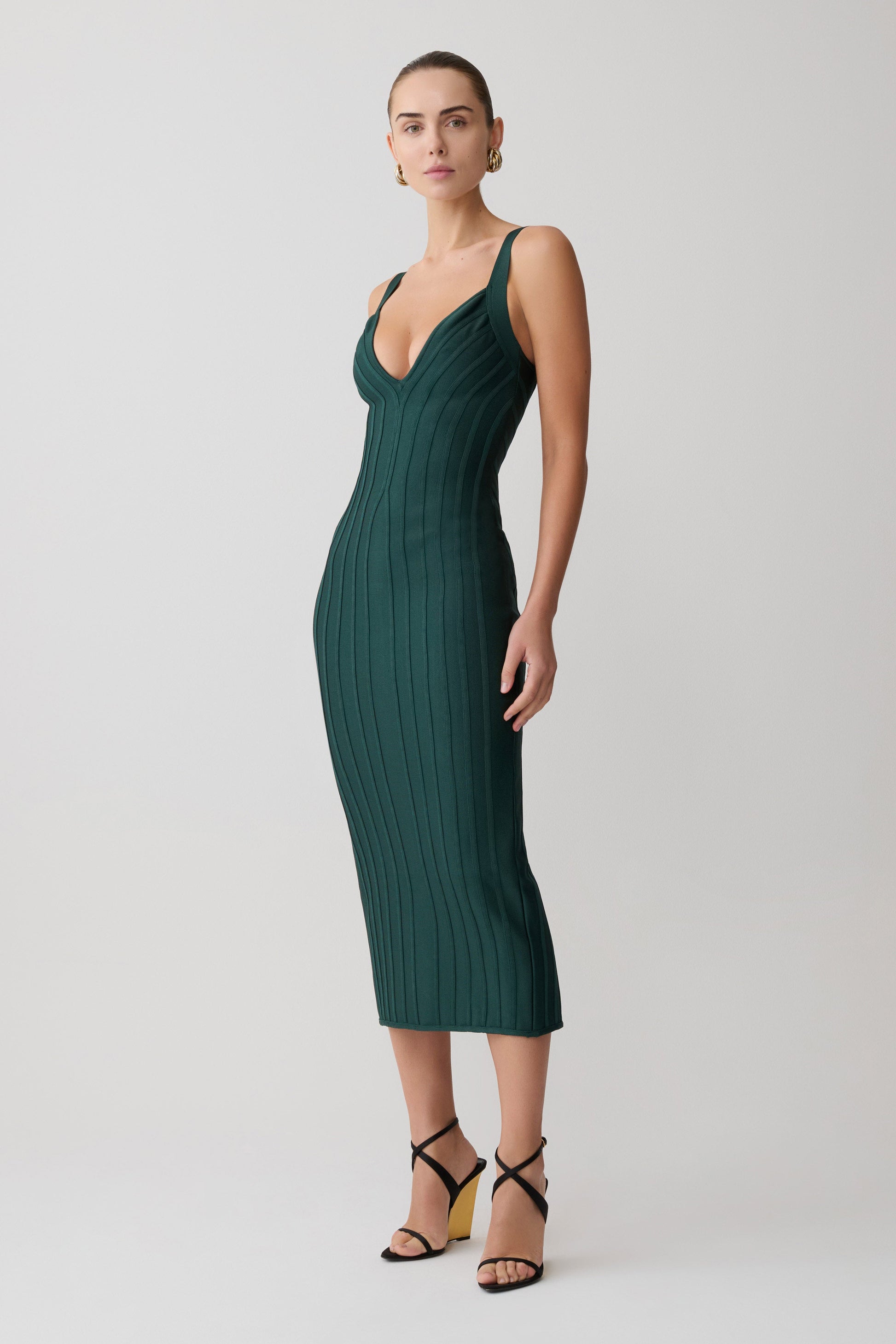 Gia Bandage Knit Midi Dress / Teal | MESHKI