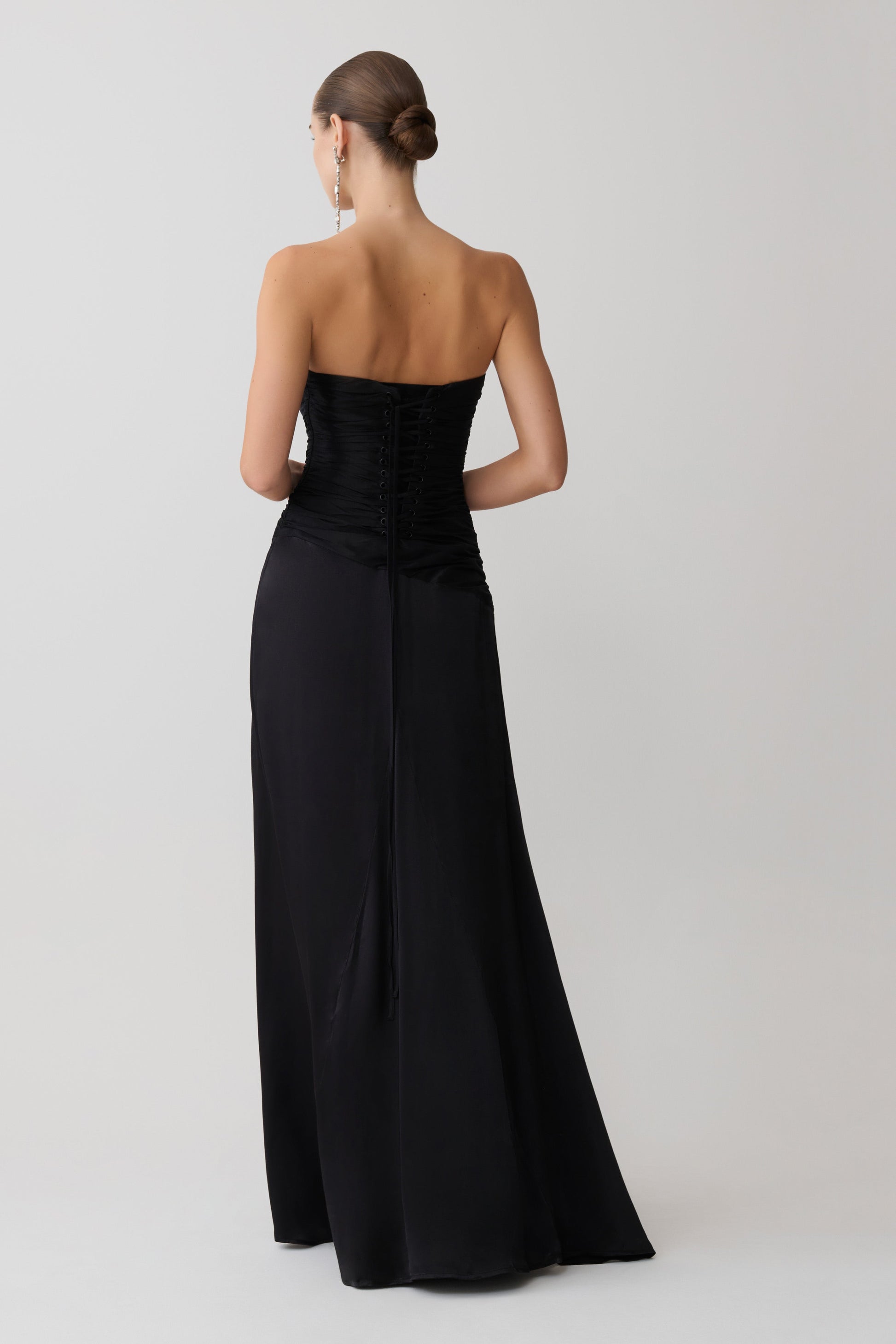 Serena Strapless Taffeta Maxi Dress / Black | MESHKI