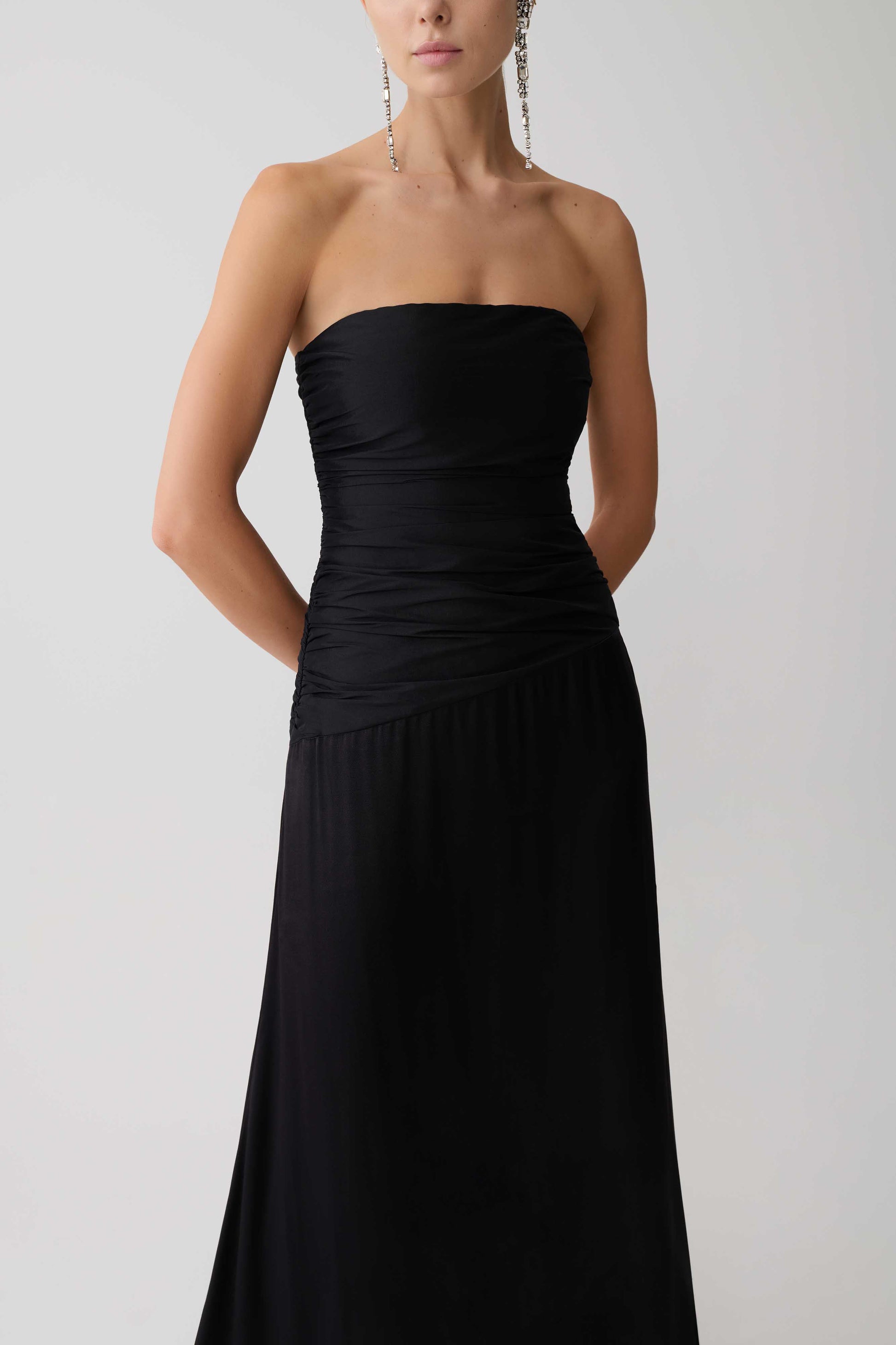 black strapless bridesmaid dress Charming Sleeveless Pleats Short Chiffon Dresses Experience the perfect blend of elegance and modern style with our Mermaid Strapless Bridesmaid Dress Serena Strapless Taffeta Maxi Dress
