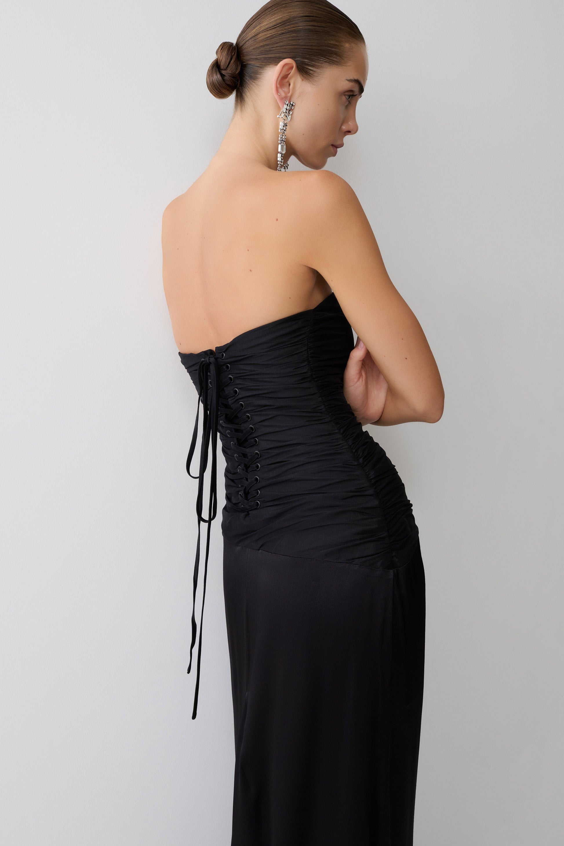 Serena Strapless Taffeta Maxi Dress - Black | MESHKI US Serena Strapless Taffeta Maxi Dress - Black | MESHKI US