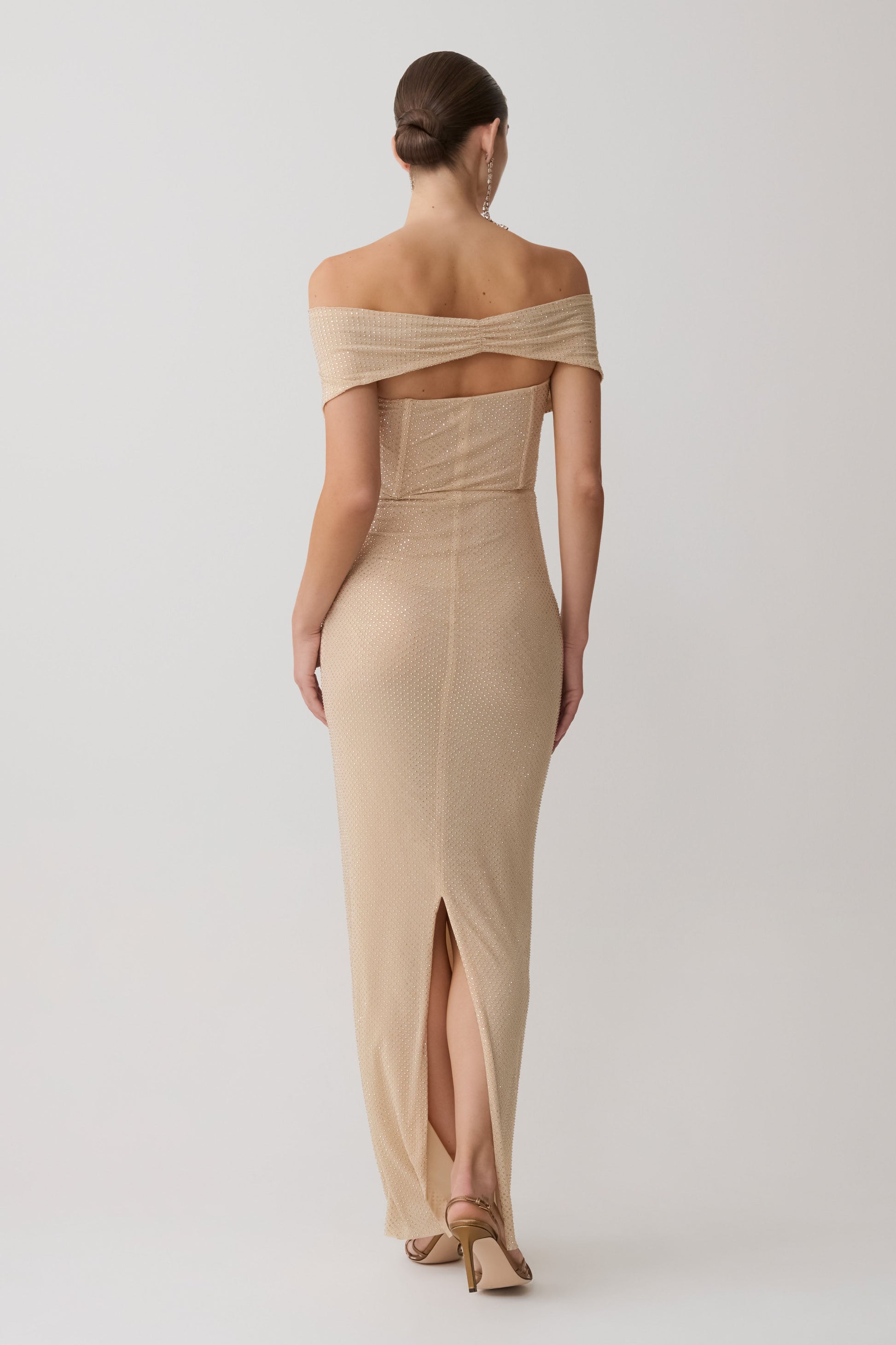 Phi Multi-Wear Cowl Diamante Maxi Dress - Gold #6