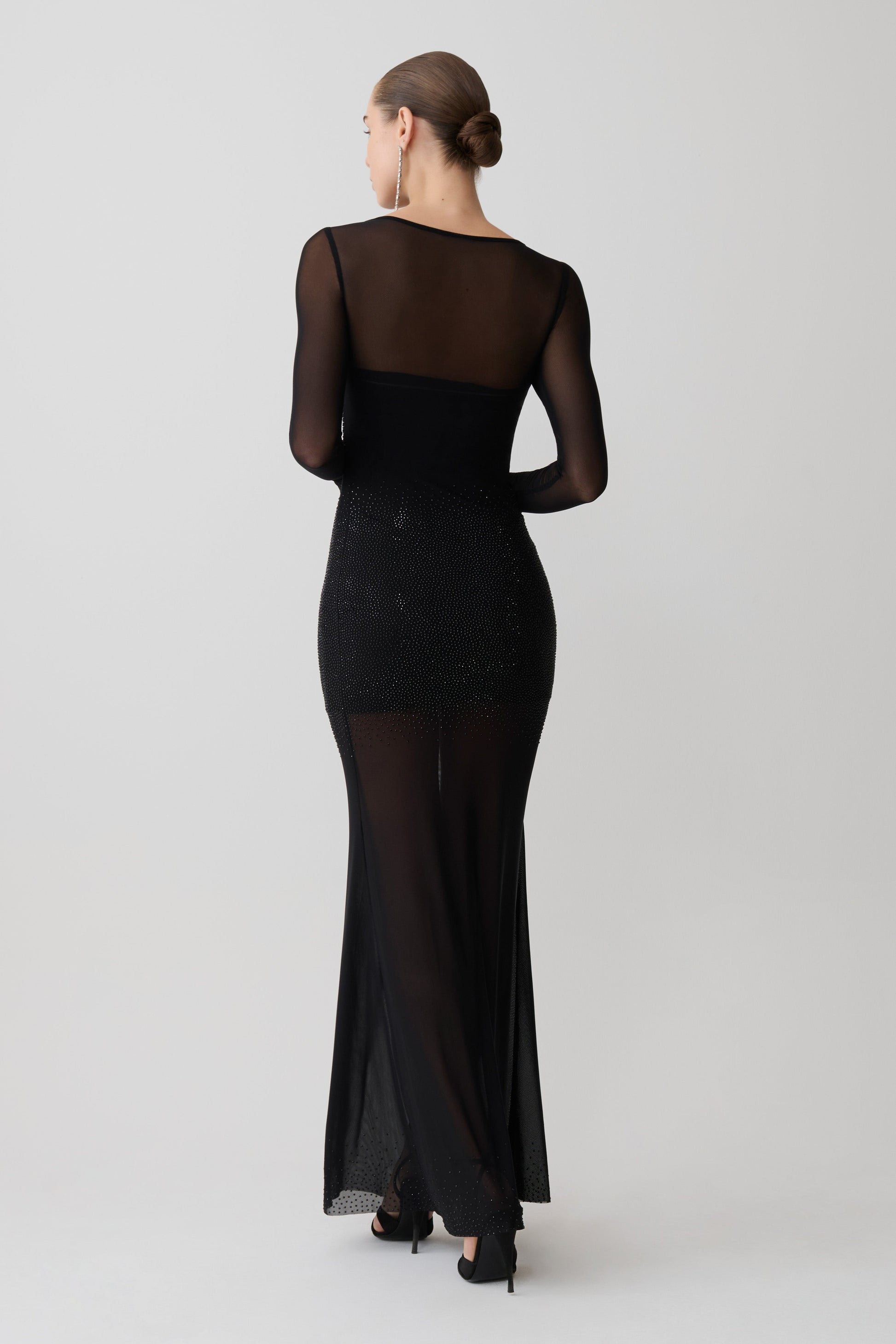 Lior Mesh Maxi Dress With Hotfix - Black #5