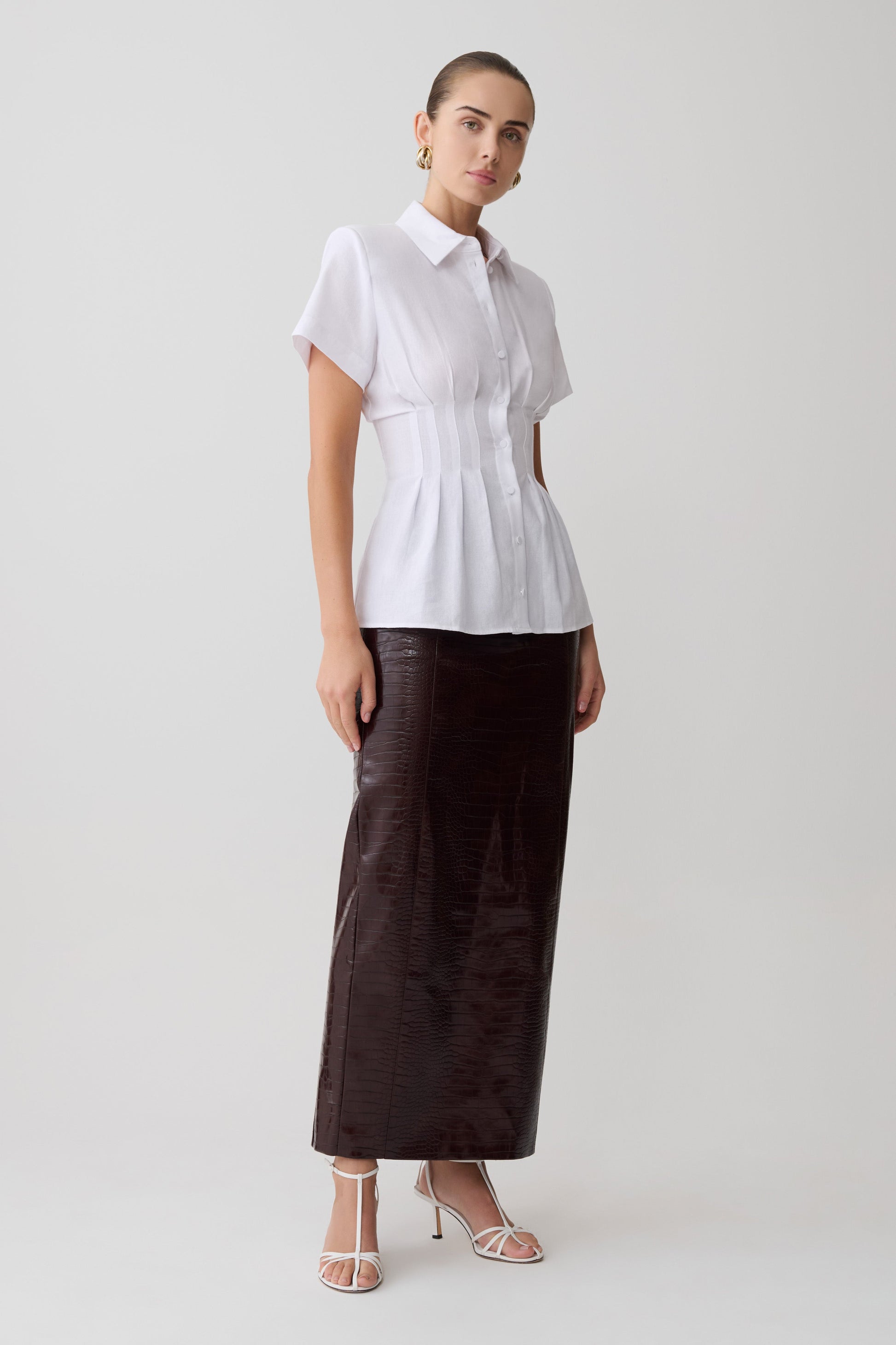 Selma Short Sleeve Linen Shirt - White #4