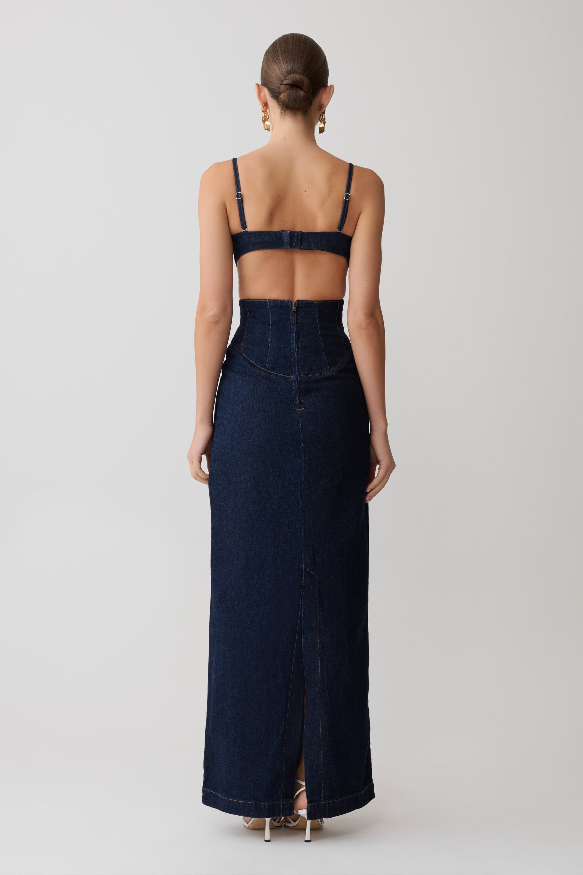 Amila Denim Cupped Maxi Dress - Indigo Blue #2