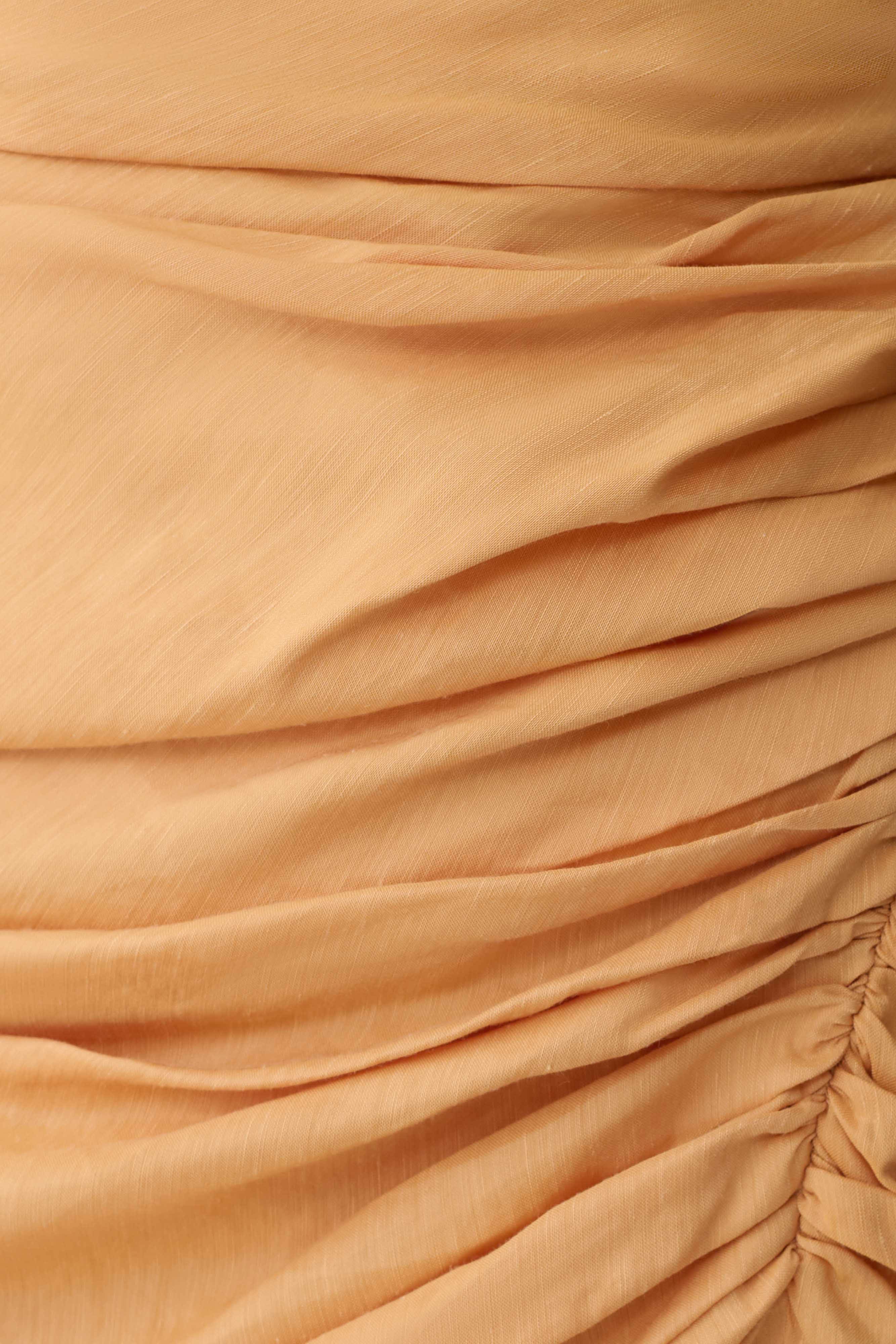 Birgit Linen Midi Dress With Hardware - Deep Peach | MESHKI US