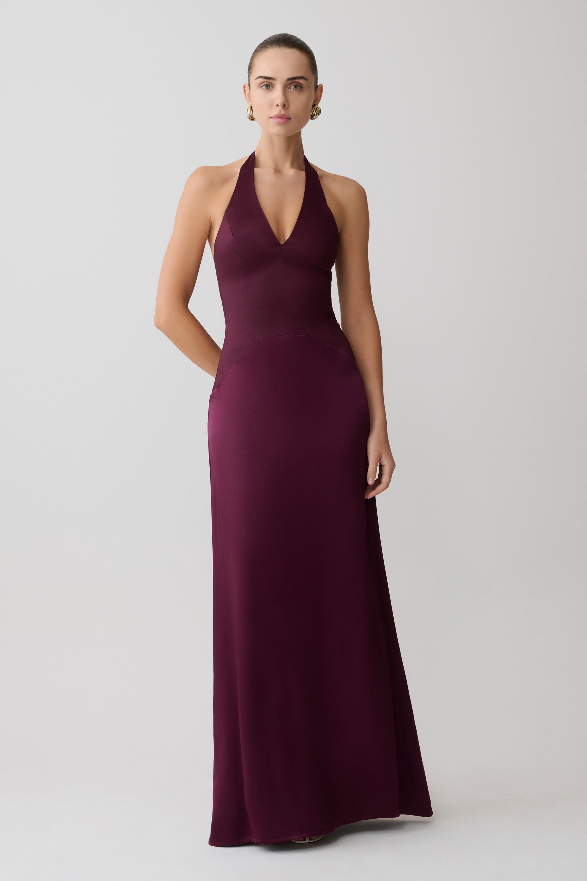 Maura Taffeta And Satin Maxi Dress / Wine | MESHKI