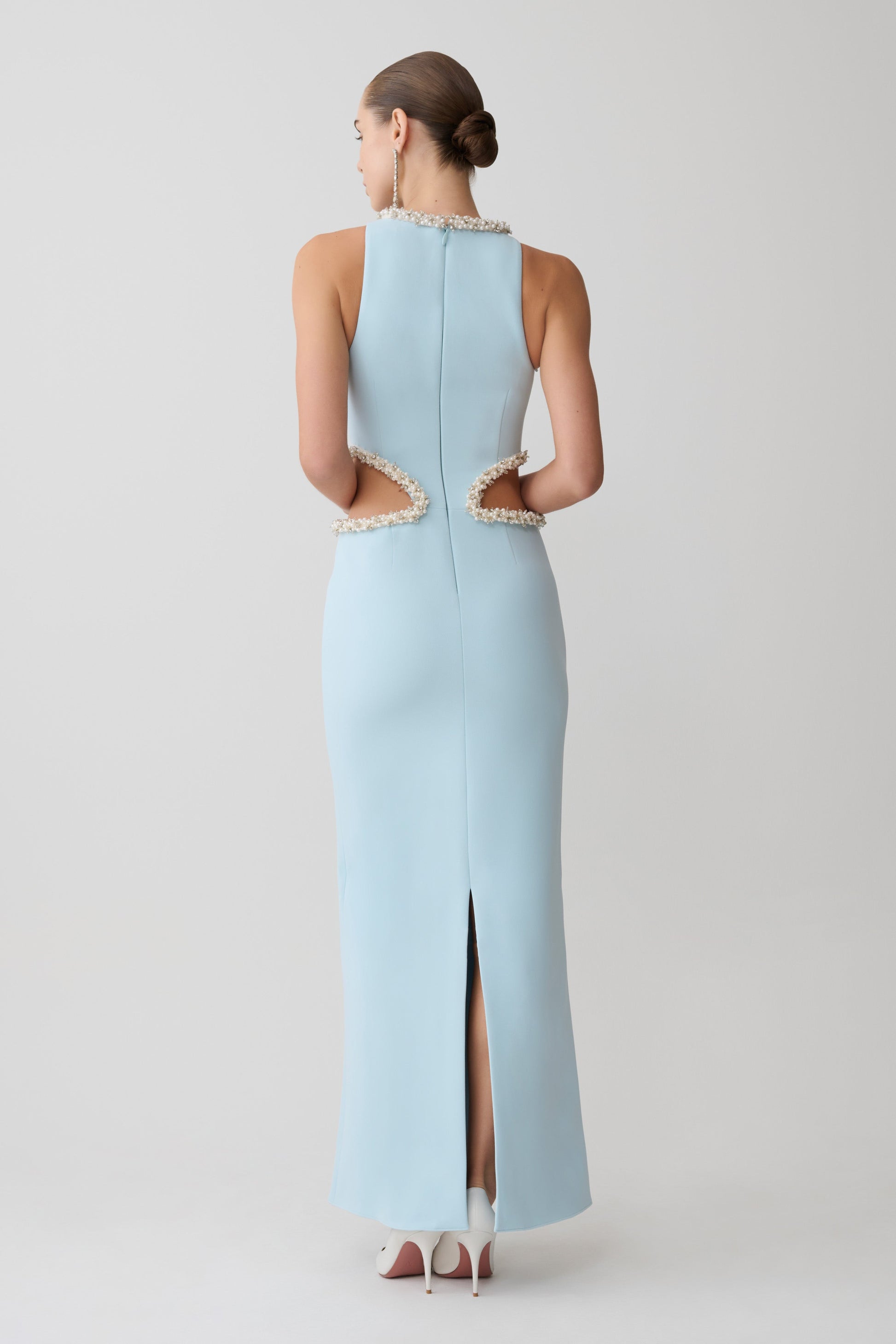 Nicole Embellished Cut Out Maxi Dress / Pale Blue | MESHKI
