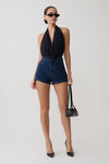 Dan Diamante Denim Shorts - Midnight Blue