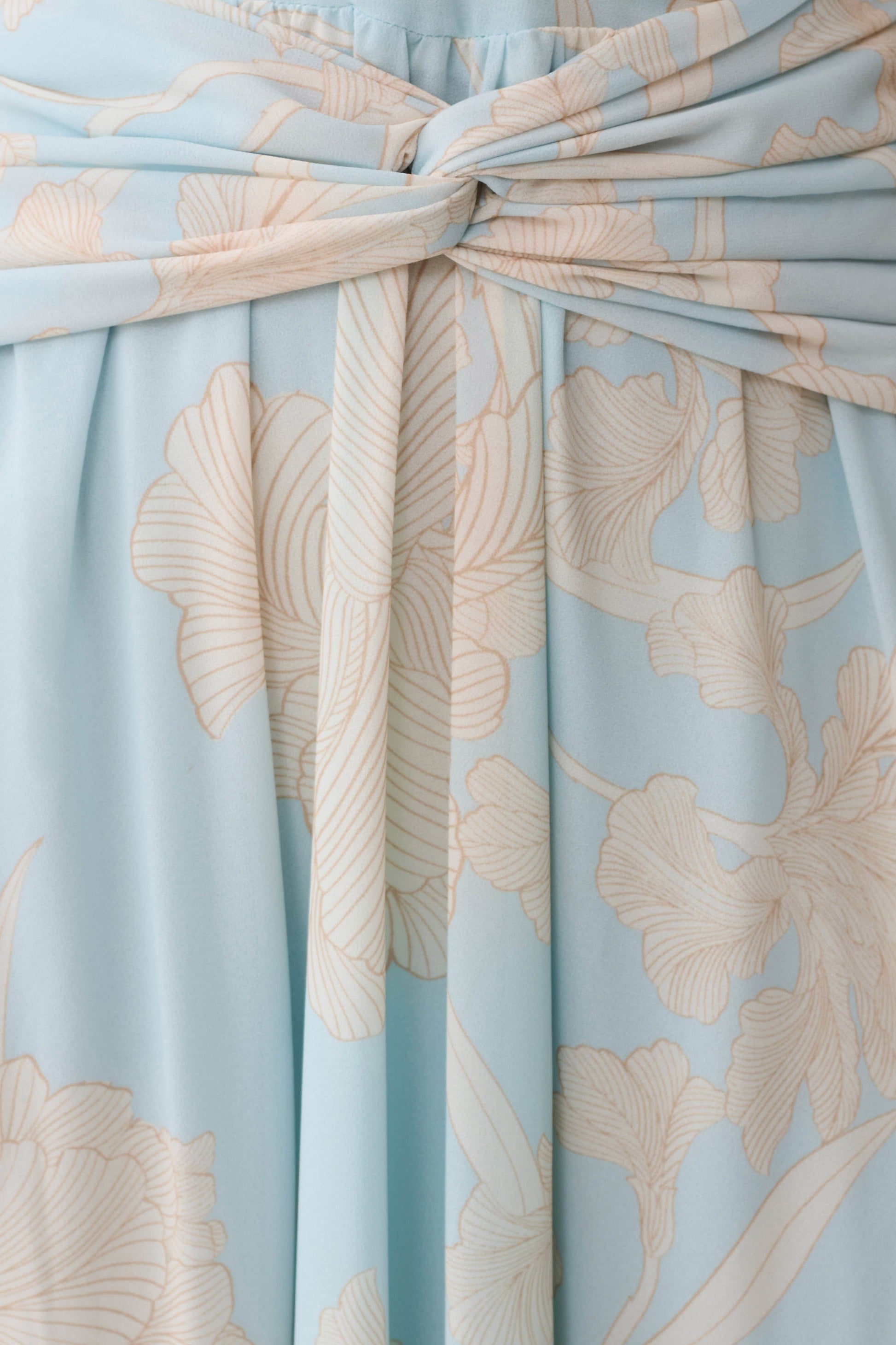 Cyra Plunge Chiffon Midi Dress - Blue Floral Print | MESHKI US Cyra Plunge Chiffon Midi Dress - Blue Floral Print | MESHKI US
