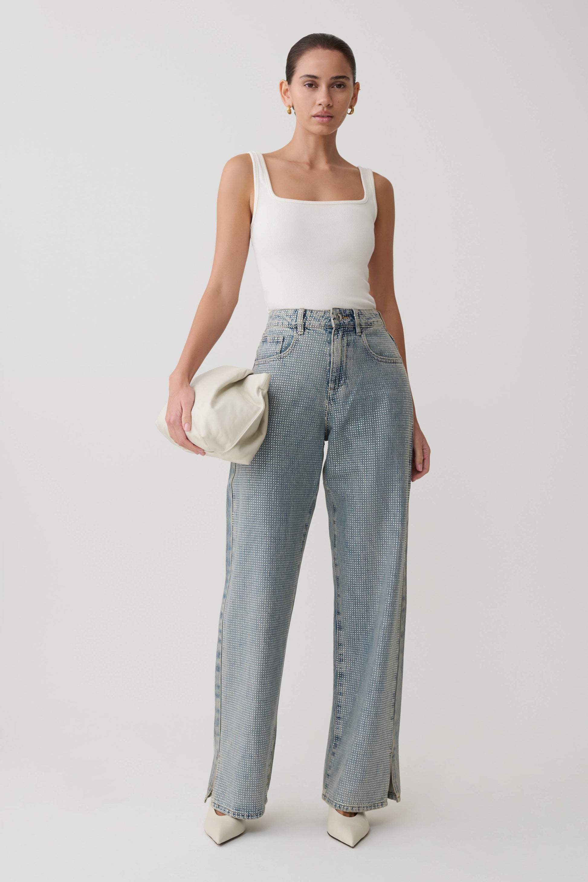Tyla Diamante Denim Jeans - Blue/Green #4
