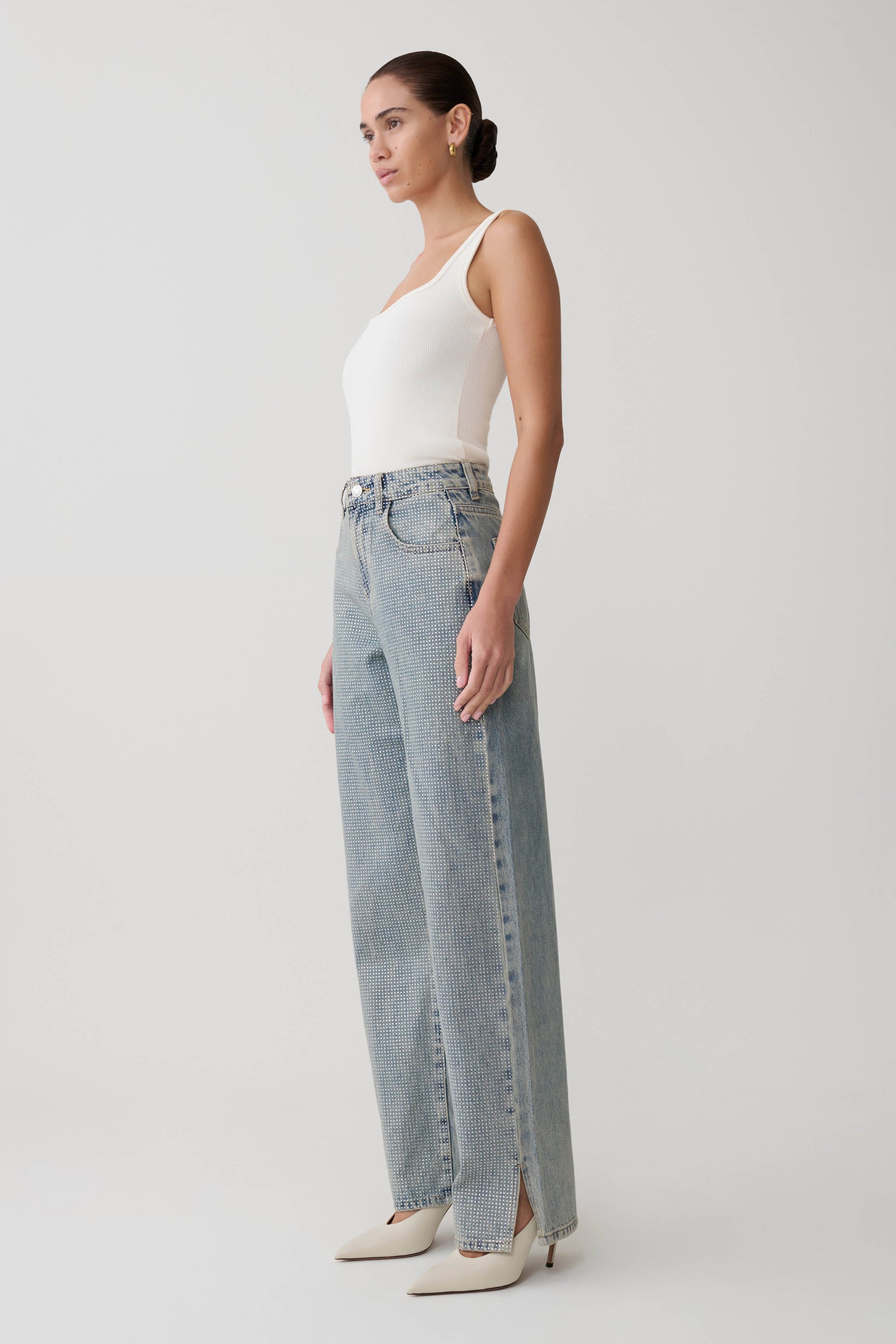 Tyla Diamante Denim Jeans - Blue/Green #6