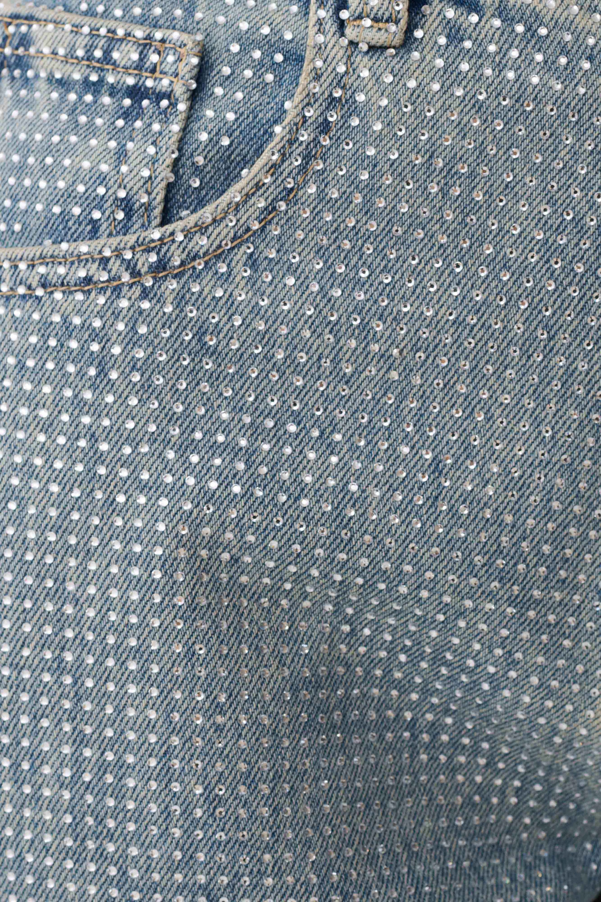 Tyla Diamante Denim Jeans - Blue/Green #11