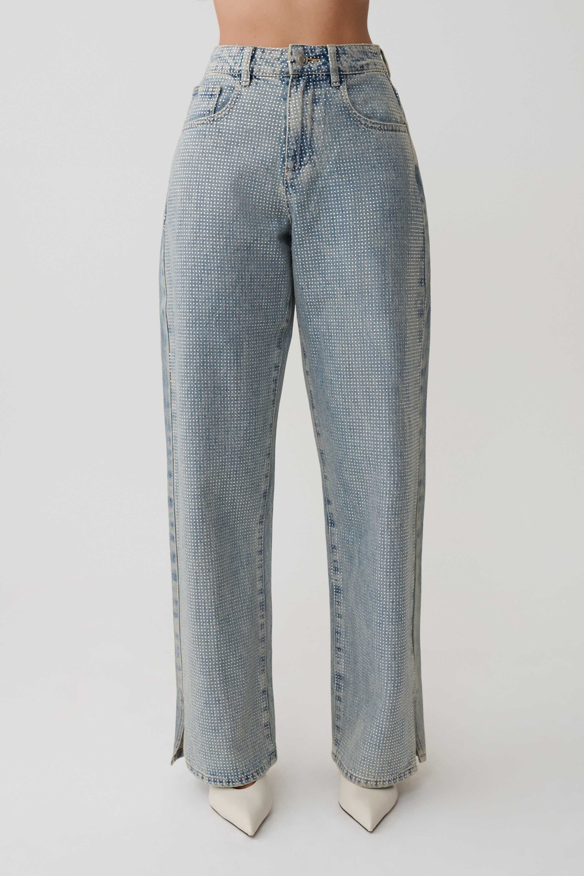 Tyla Diamante Denim Jeans - Blue/Green #8