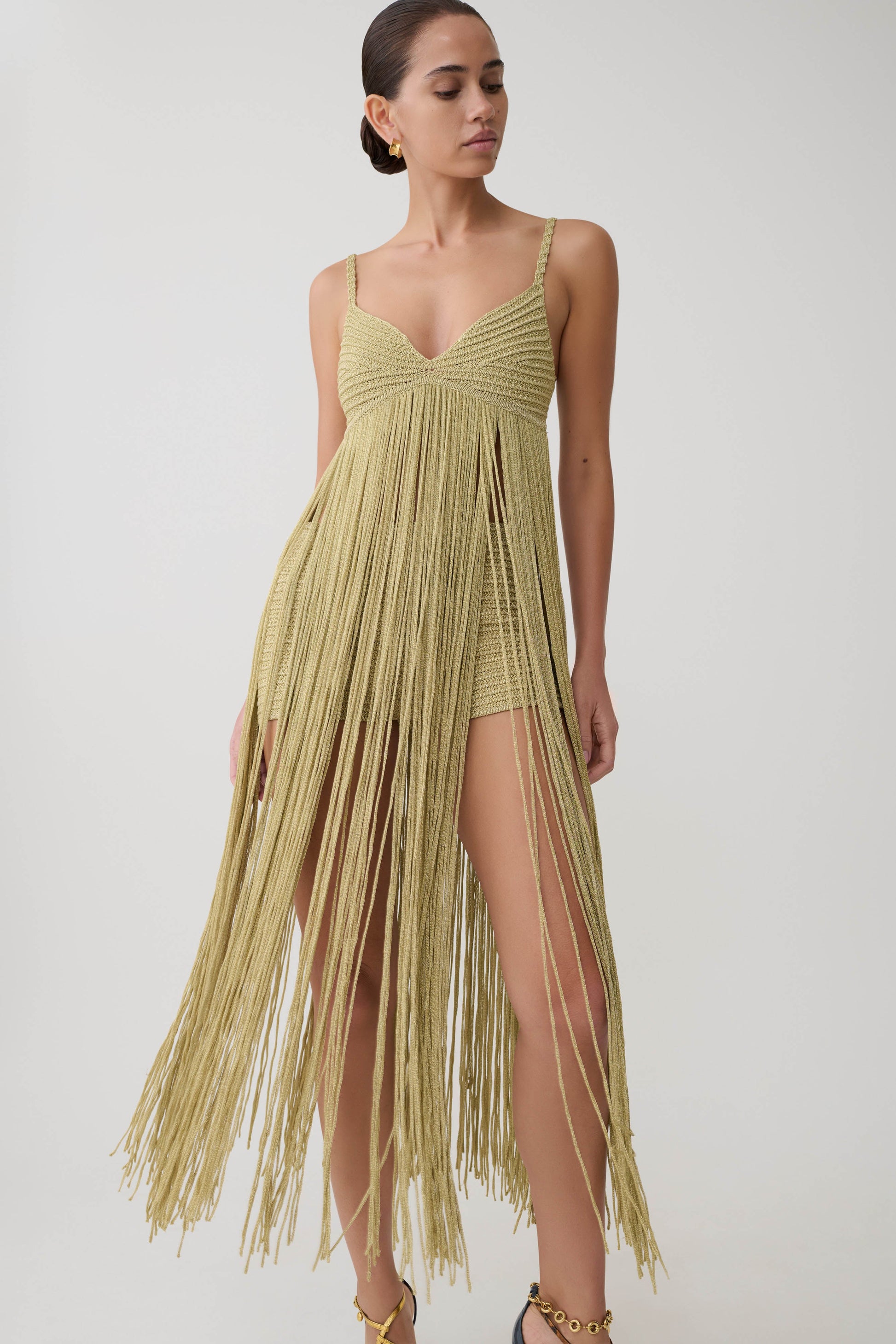 Renee Lurex Crochet Maxi Dress - Gold #12