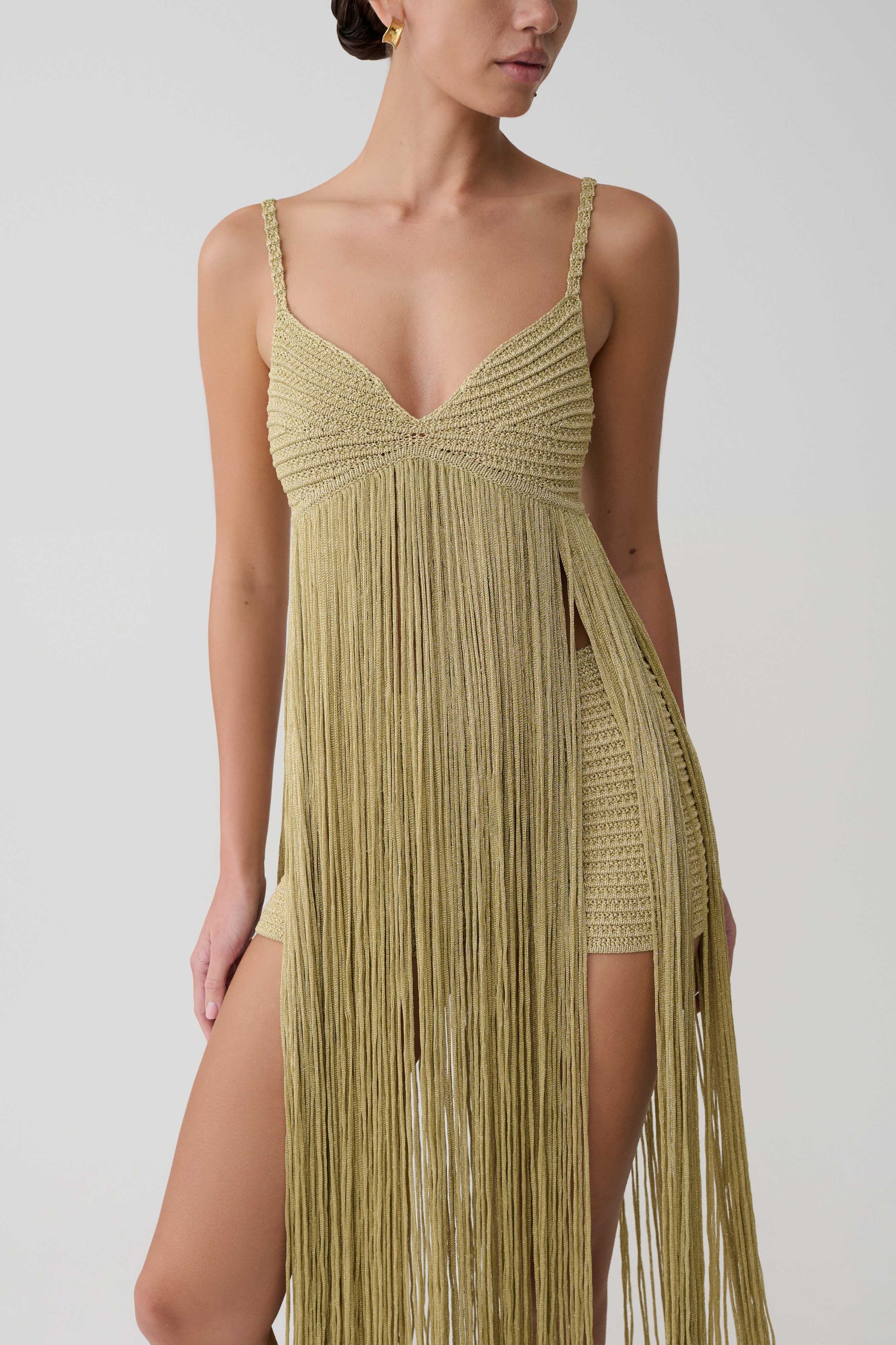 Renee Lurex Crochet Maxi Dress - Gold | MESHKI US Renee Lurex Crochet Maxi Dress - Gold | MESHKI US
