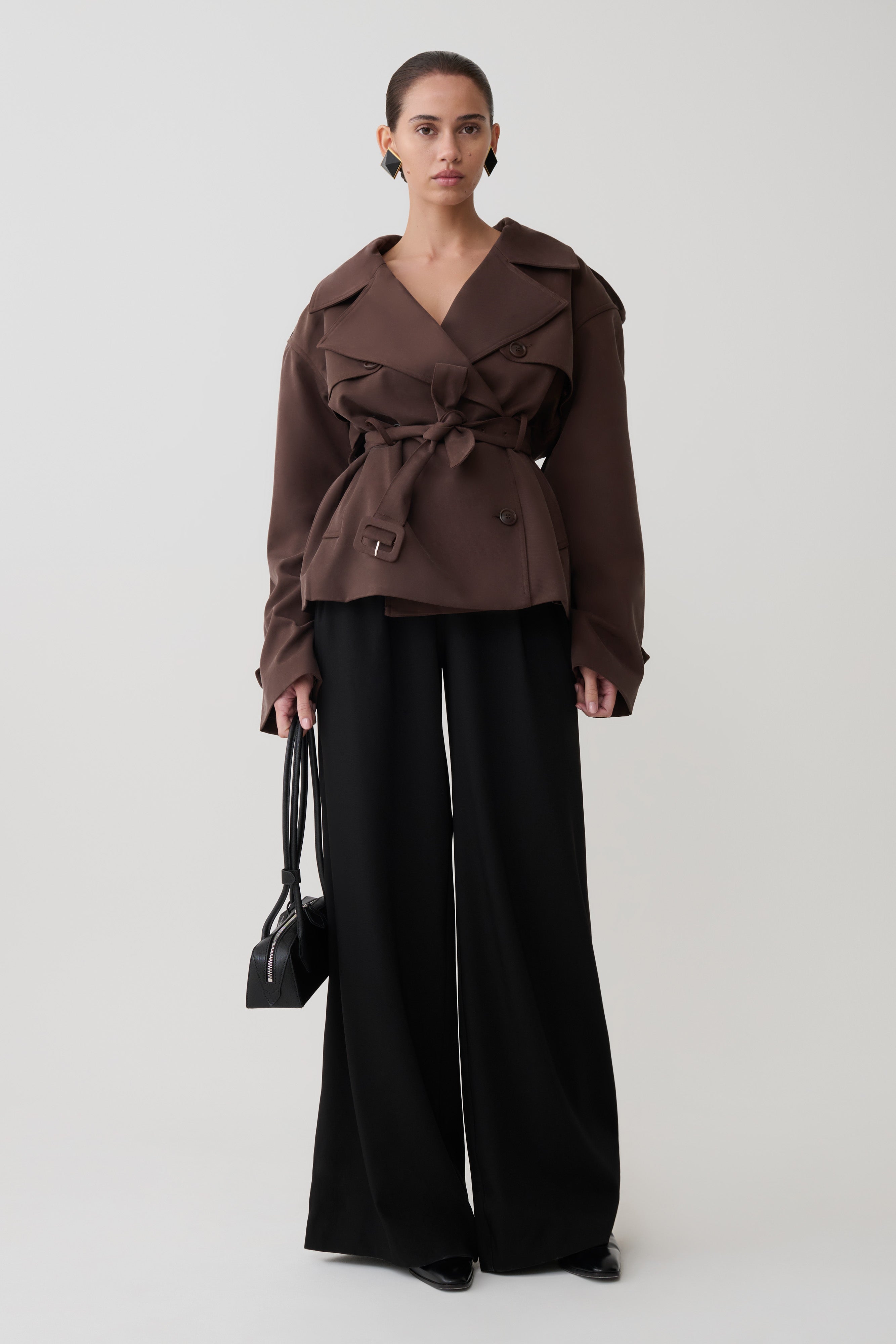 Alden Short Trench Jacket - Chocolate | MESHKI US