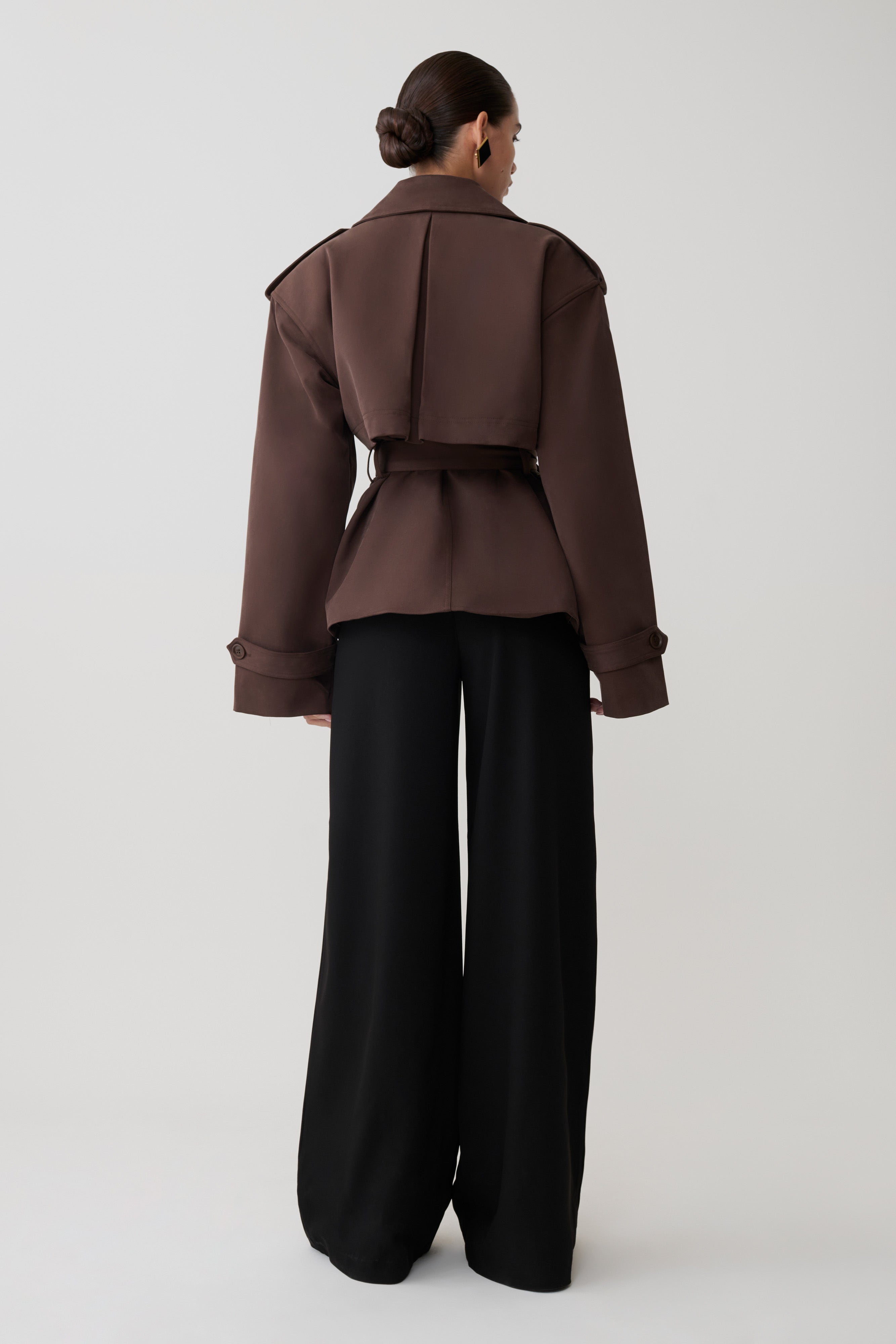 Alden Short Trench Jacket - Chocolate | MESHKI US