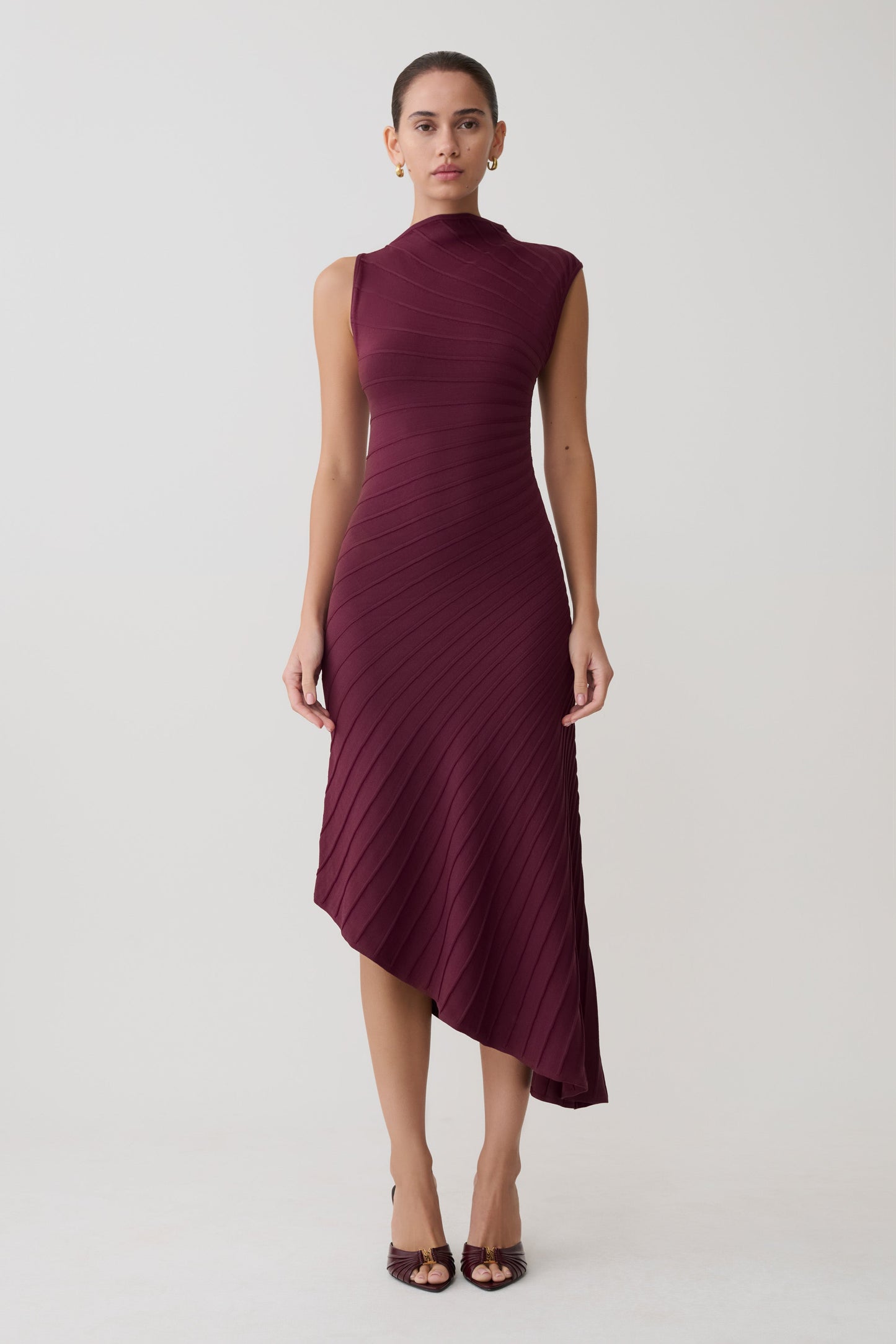 Milasandra Pleated Knit Dress - Plum