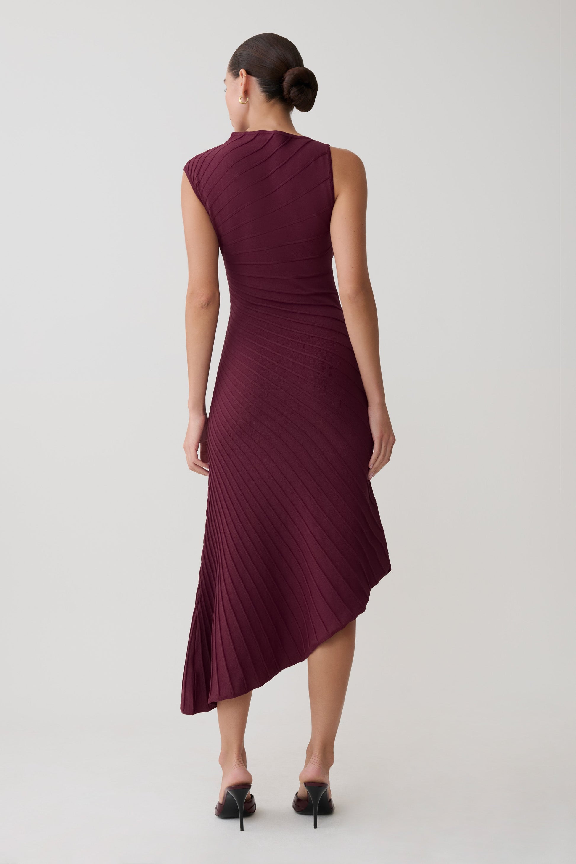 Milasandra Pleated Knit Dress - Plum | MESHKI US Milasandra Pleated Knit Dress - Plum | MESHKI US