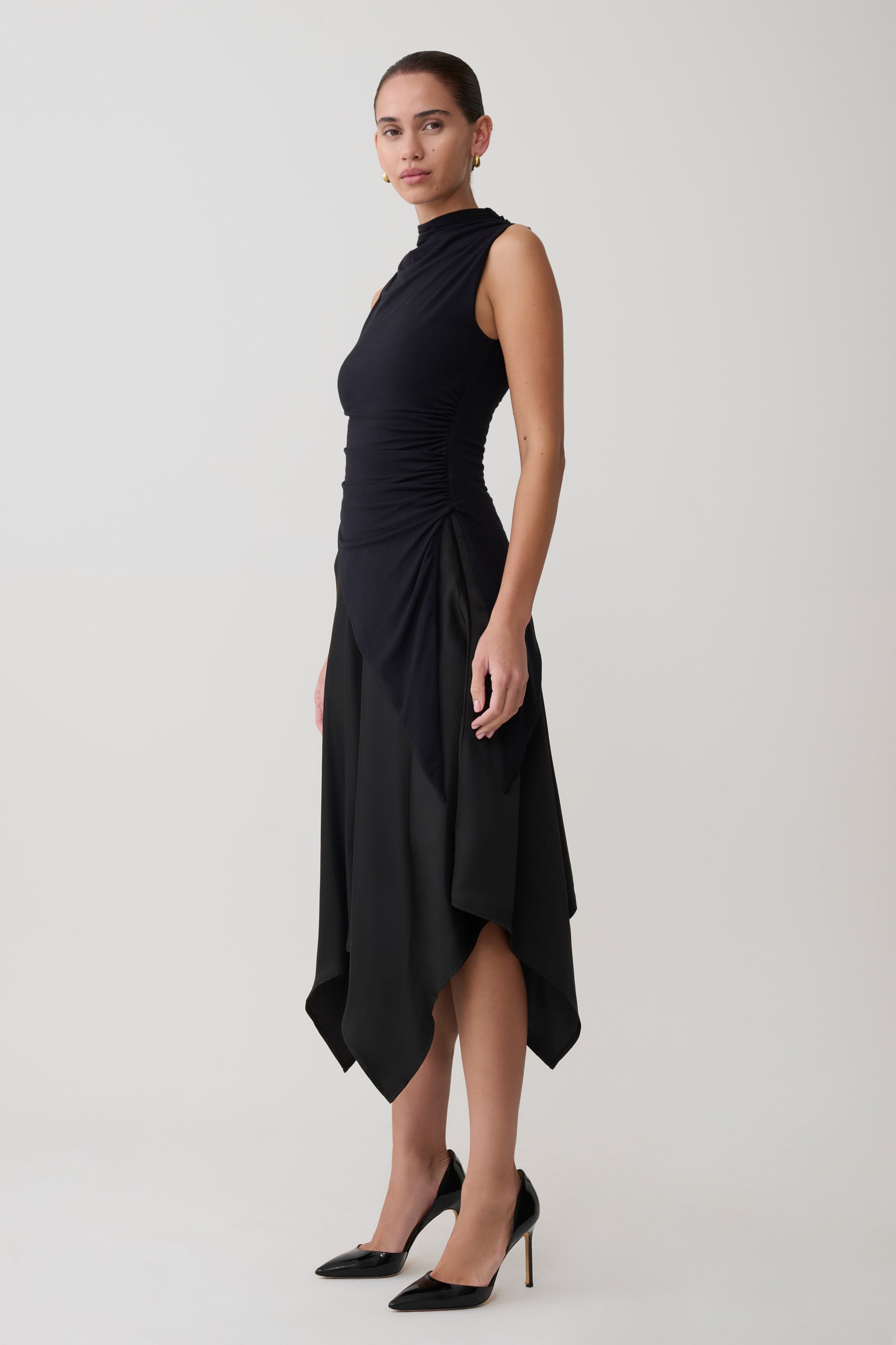 Suong High Neck Gathered Top - Black #9