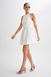 Carolina Cotton Halter Mini Dress - White