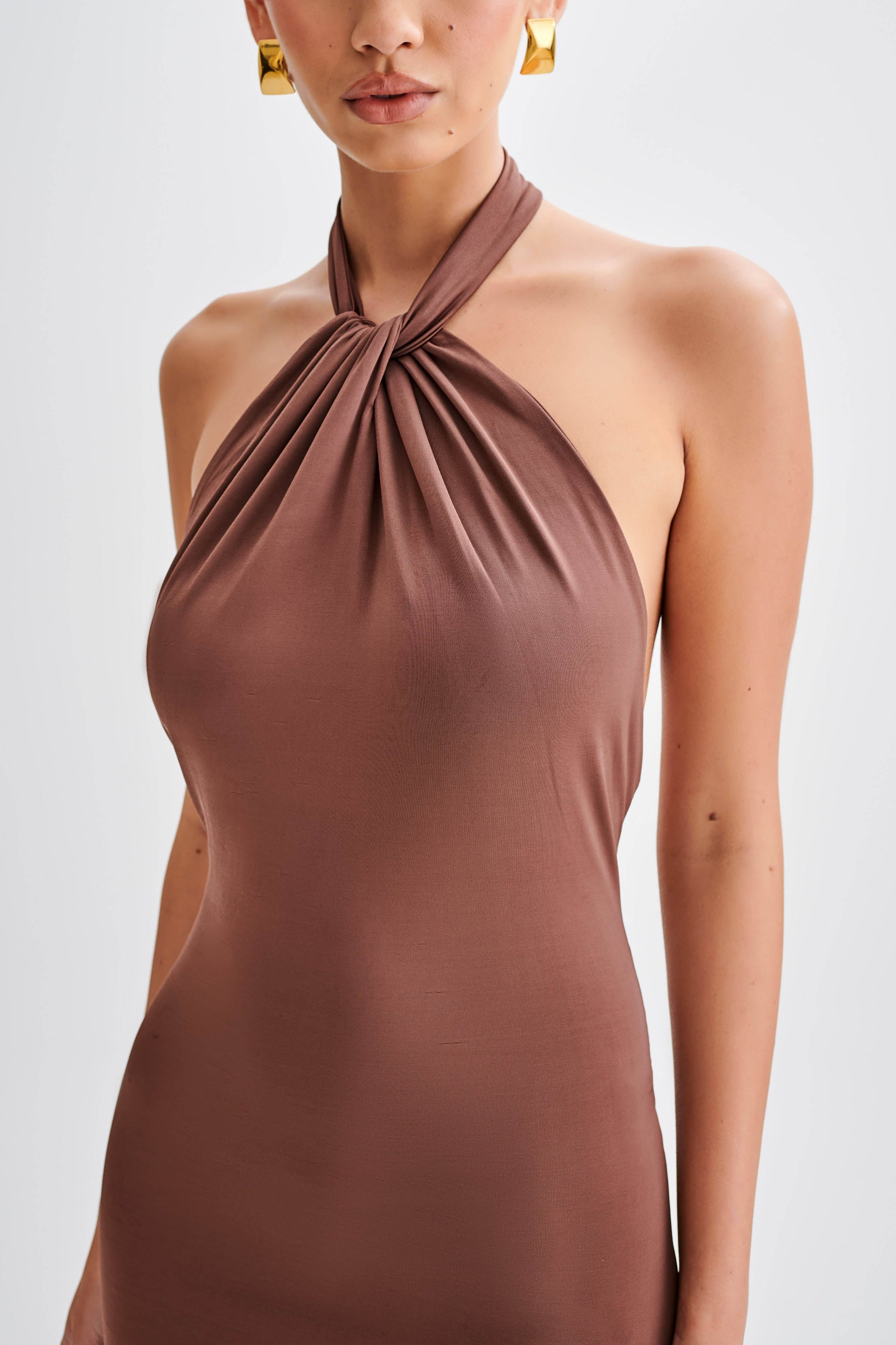 elyna slinky halter maxi dress Elyna Slinky Halter Maxi Dress / Lagoon | MESHKI