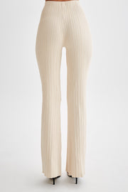 Chiara Straight Leg Rib Knit Pant - Cream