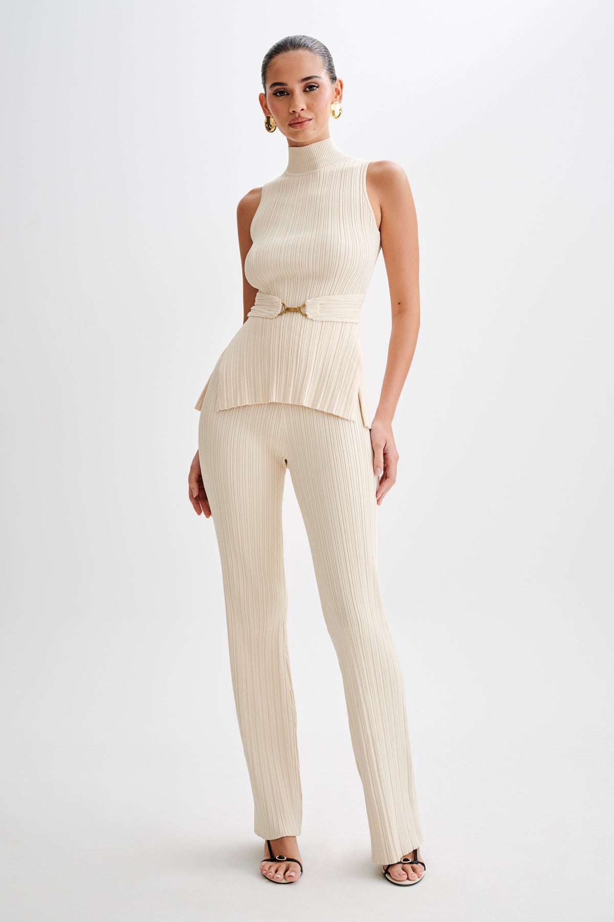 Tanya Cut Out High Neck Top - Cream #7