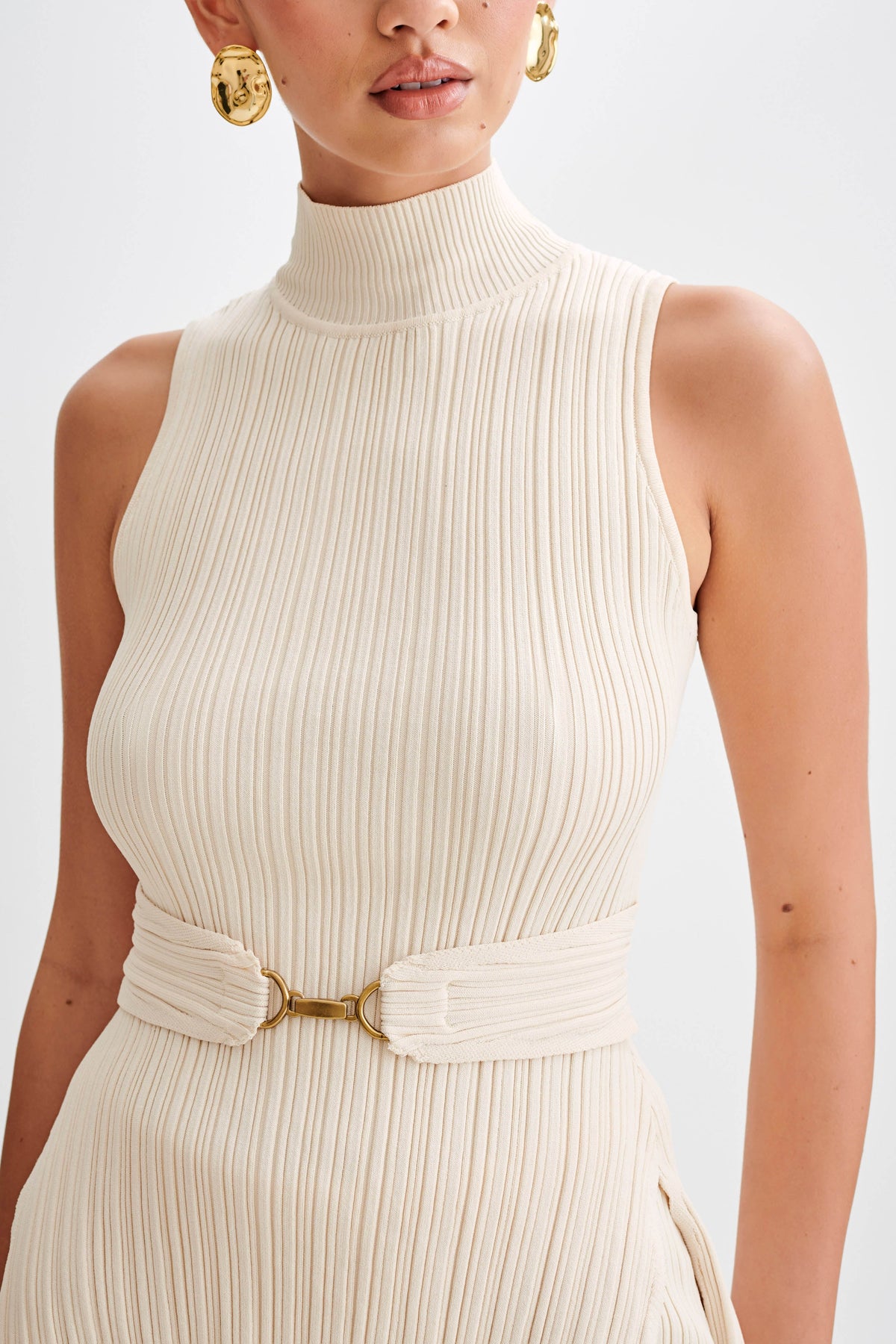 Tanya Cut Out High Neck Top - Cream #4